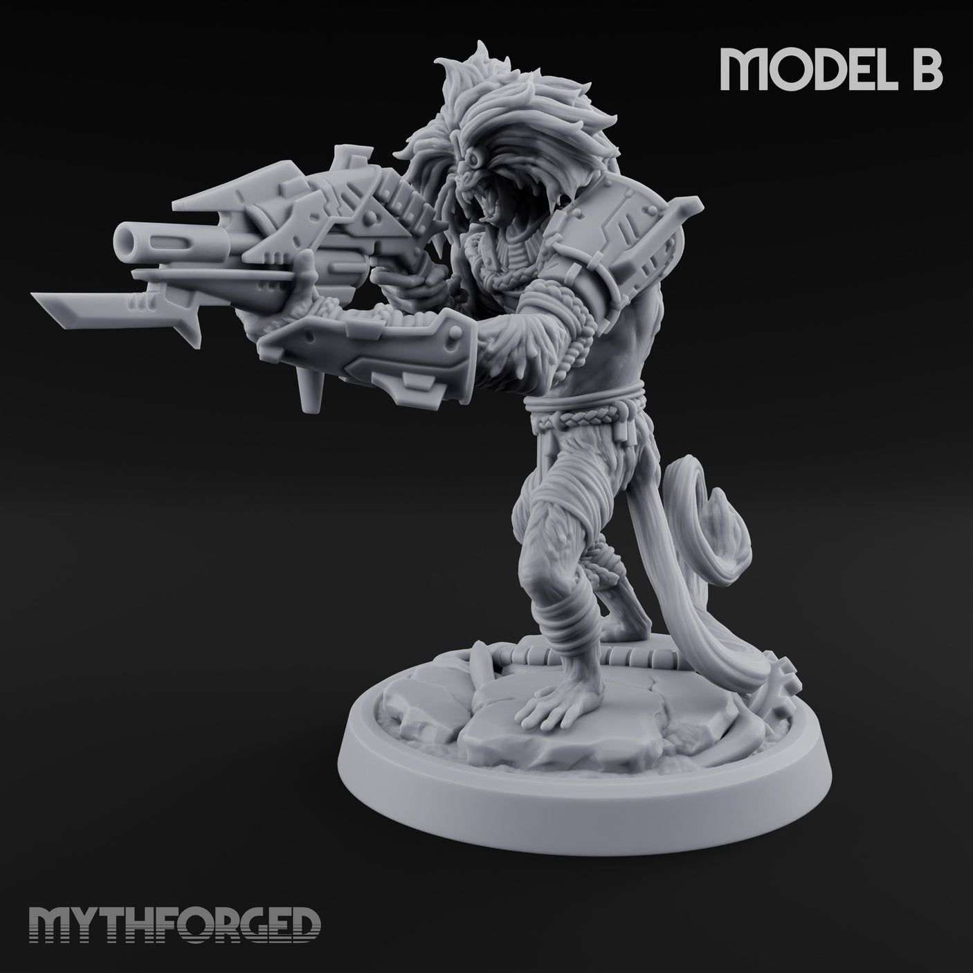 Long Rifle Prowling Simian Sniper B Miniature for Dungeons and Dragons, Pathfinder or other TTRPGs