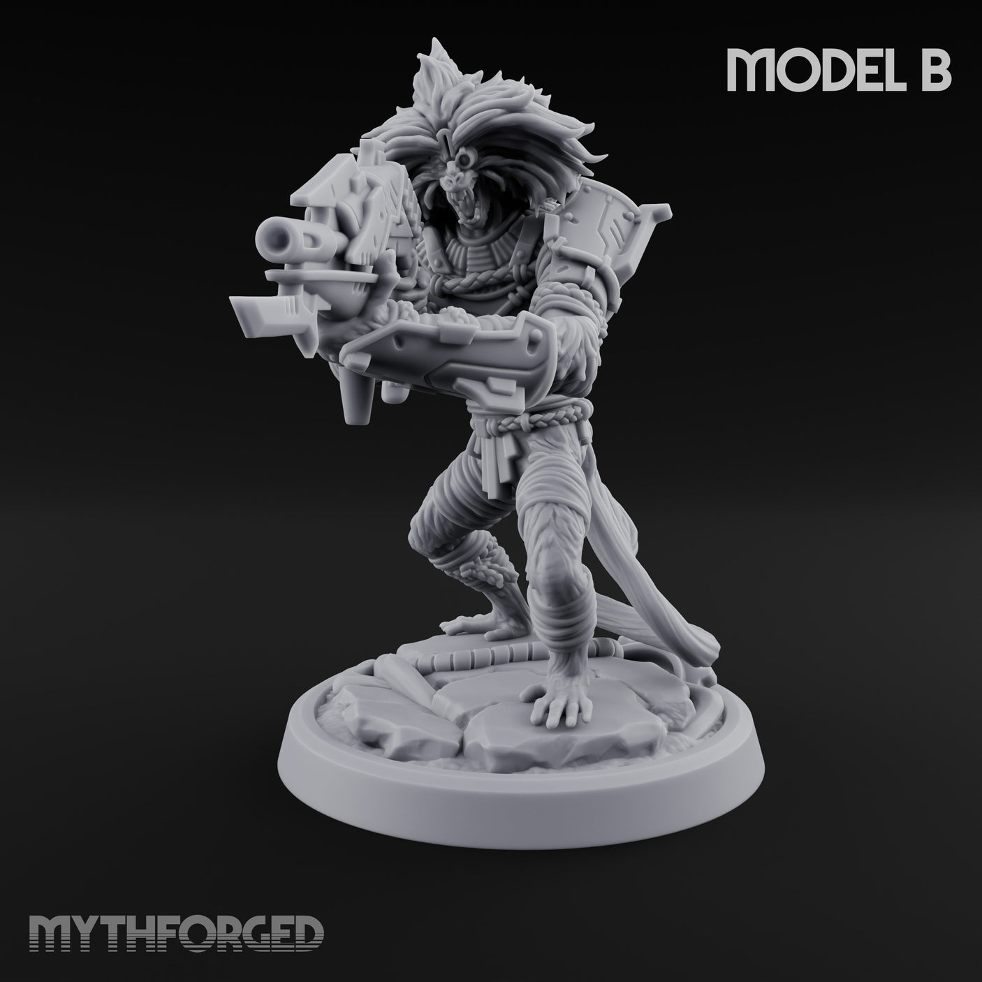 Long Rifle Prowling Simian Sniper B Miniature for Dungeons and Dragons, Pathfinder or other TTRPGs