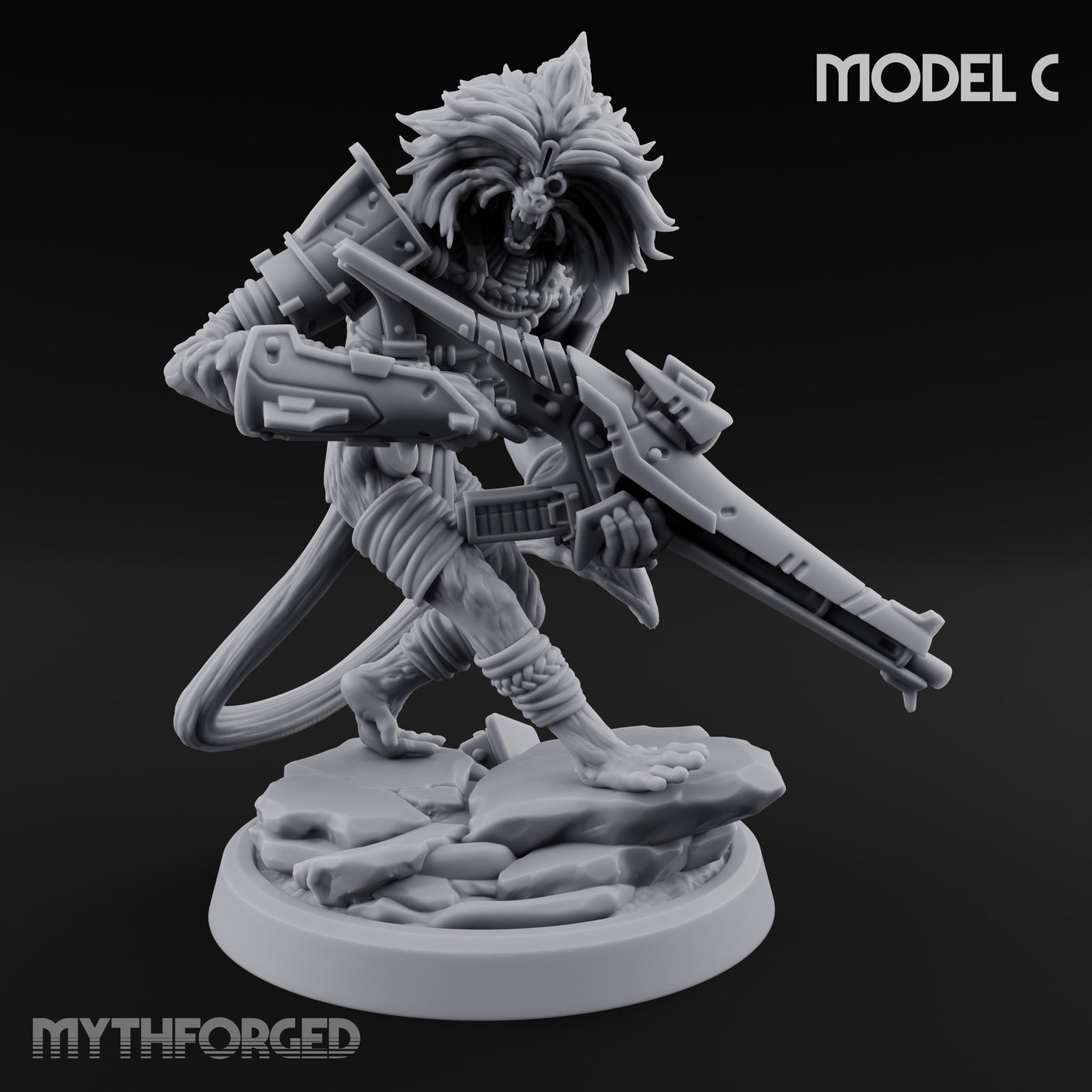 Long Rifle Prowling Simian Sniper C Miniature for Dungeons and Dragons, Pathfinder or other TTRPGs