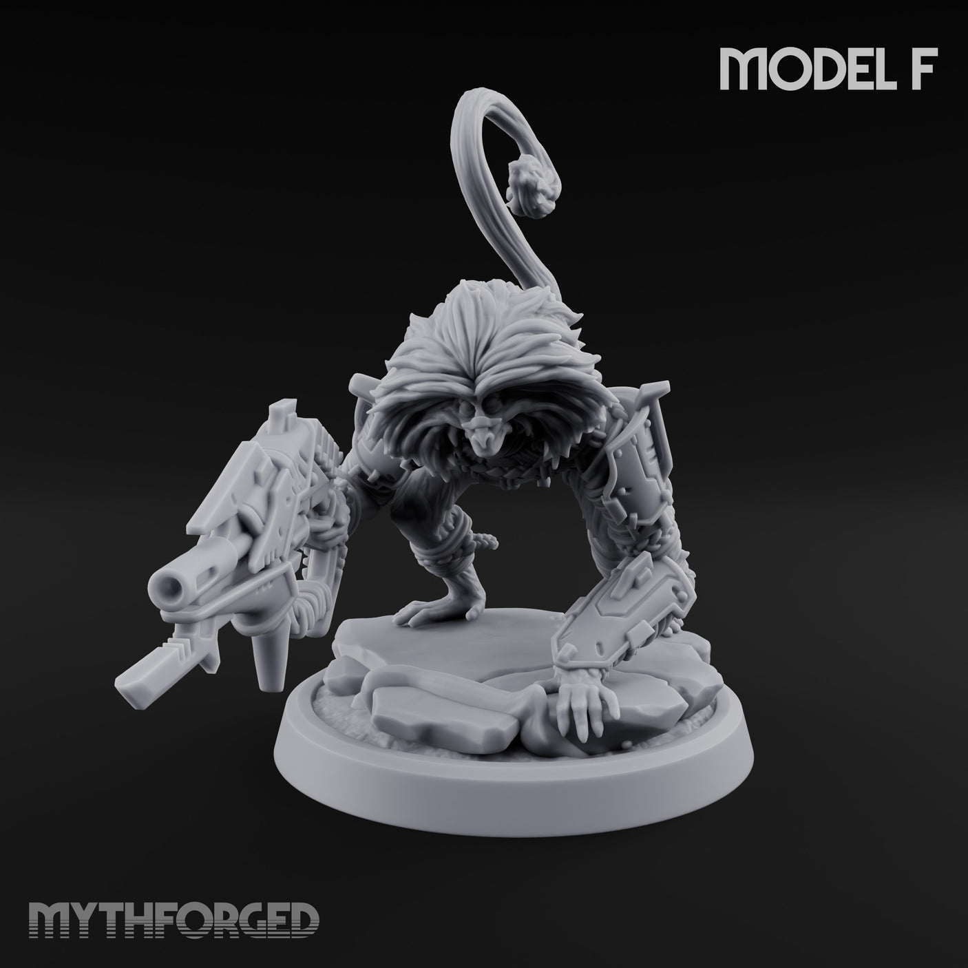 Long Rifle Prowling Simian Sniper F Miniature for Dungeons and Dragons, Pathfinder or other TTRPGs