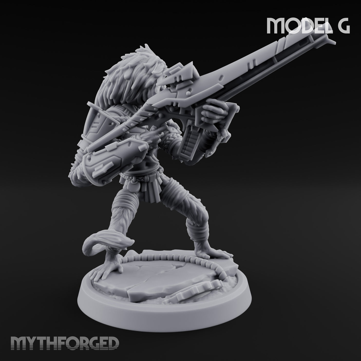 Long Rifle Prowling Simian Sniper G Miniature for Dungeons and Dragons, Pathfinder or other TTRPGs