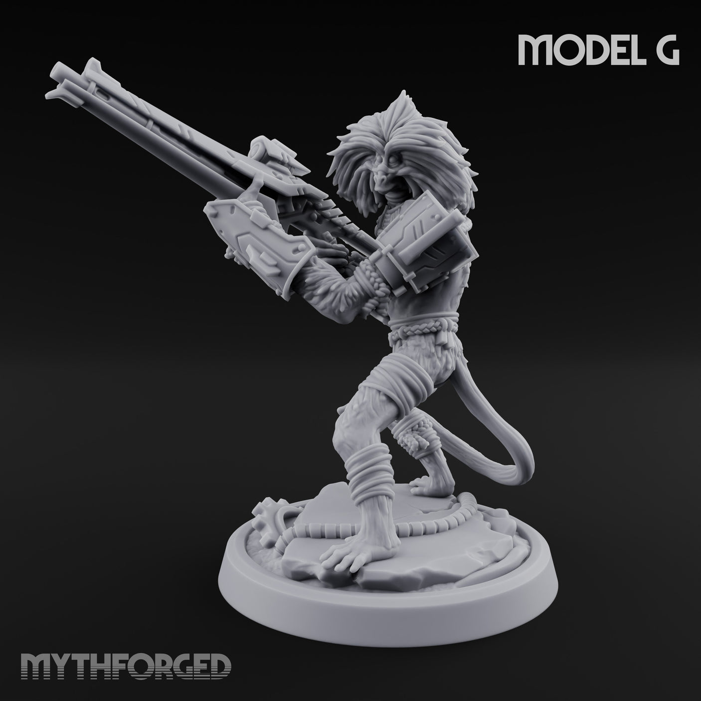 Long Rifle Prowling Simian Sniper G Miniature for Dungeons and Dragons, Pathfinder or other TTRPGs