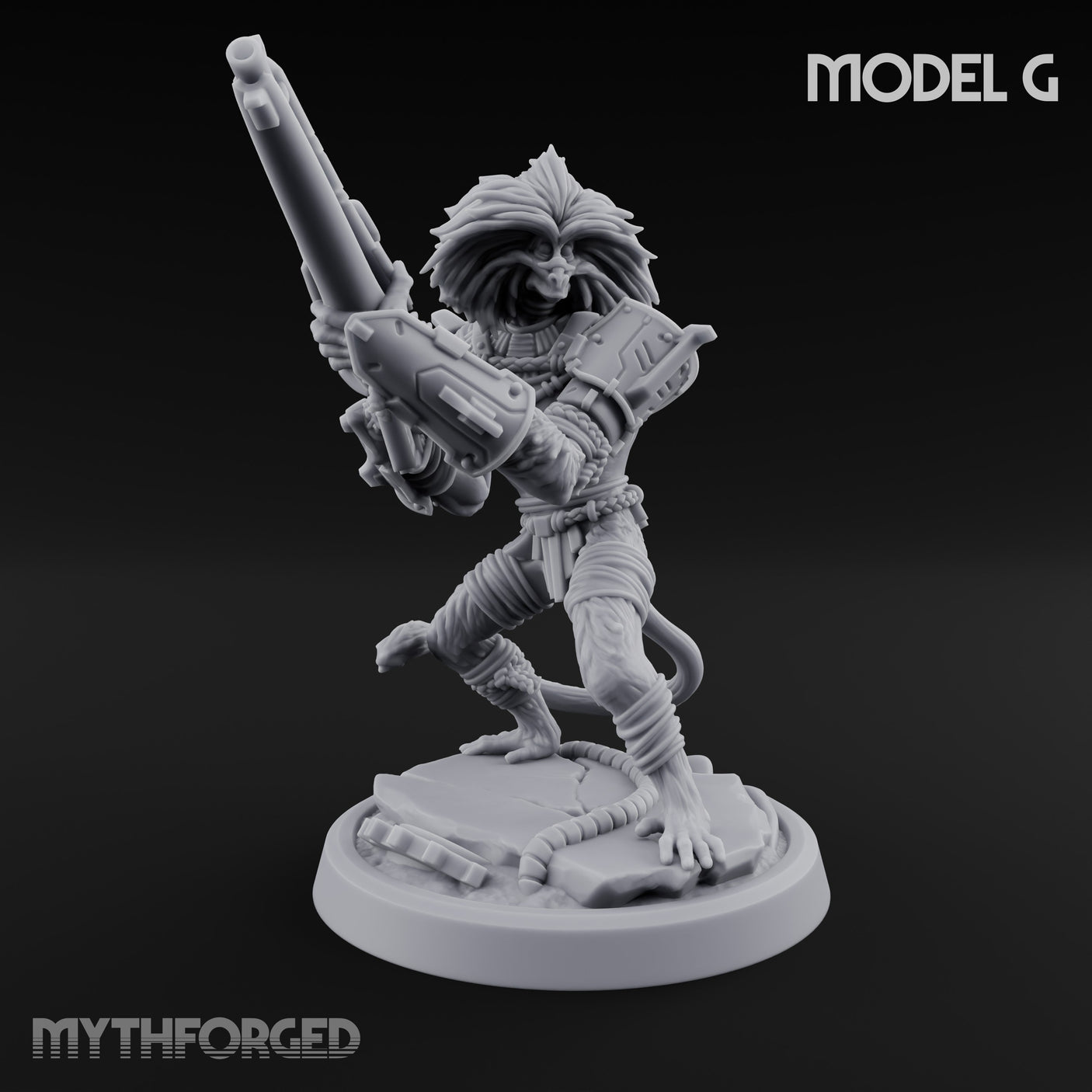 Long Rifle Prowling Simian Sniper G Miniature for Dungeons and Dragons, Pathfinder or other TTRPGs