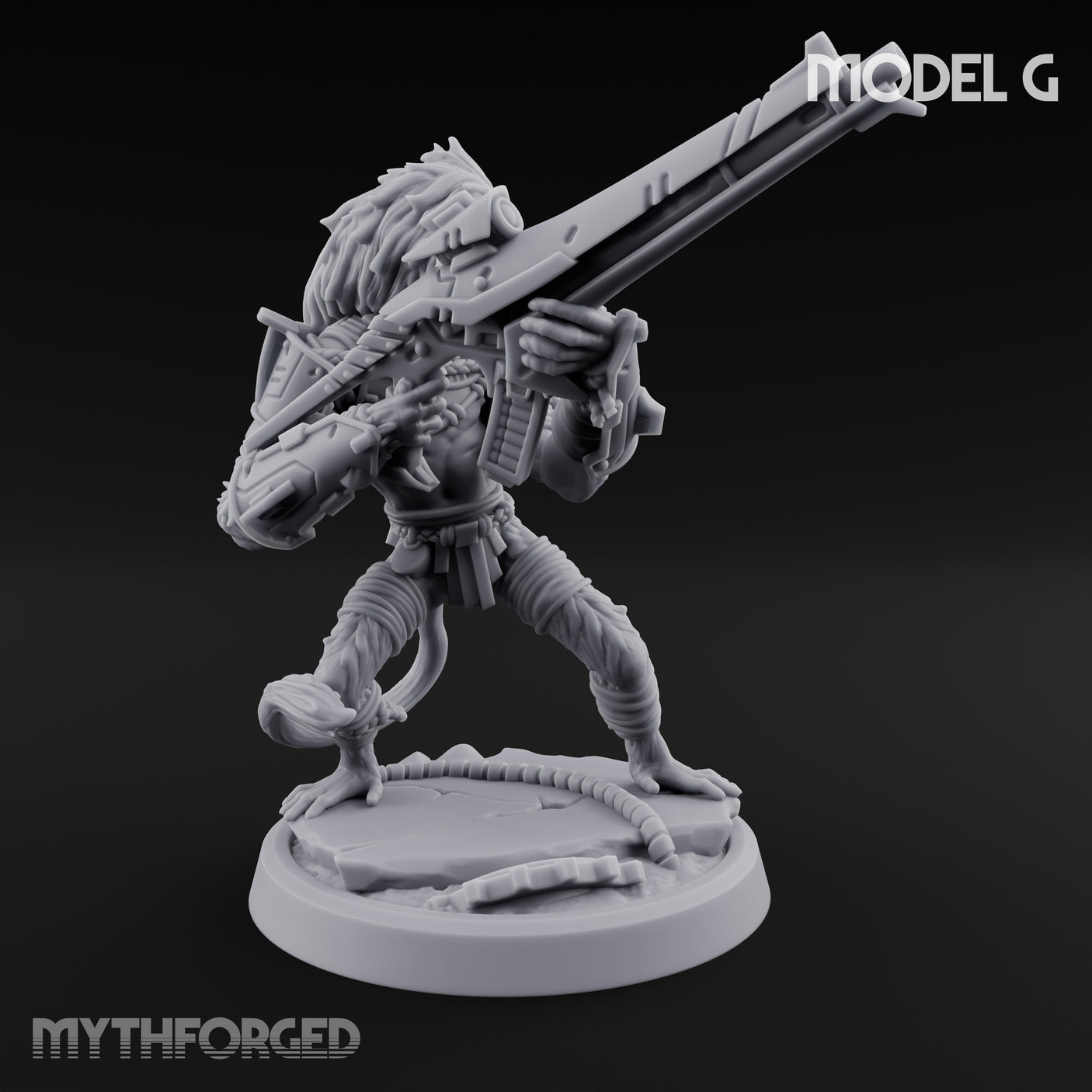 Long Rifle Prowling Simian Sniper G Miniature for Dungeons and Dragons, Pathfinder or other TTRPGs