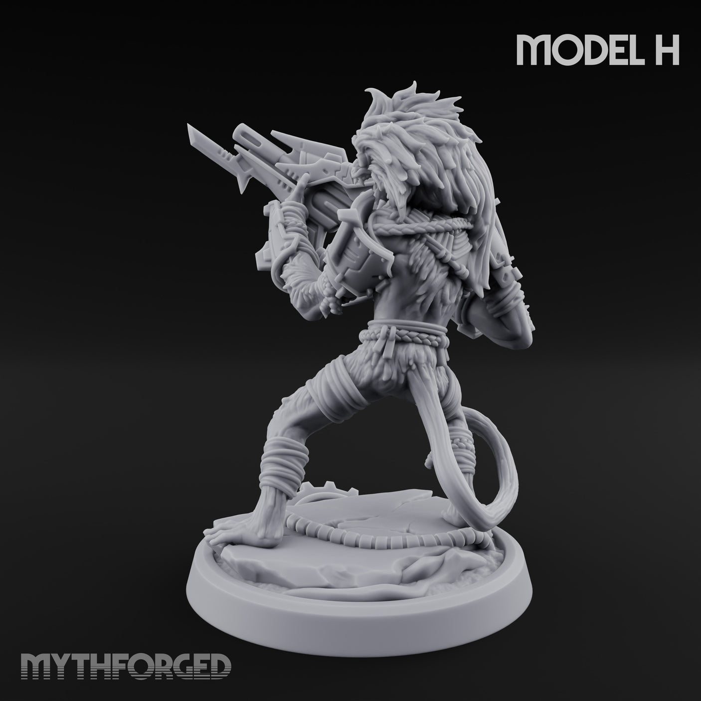 Long Rifle Prowling Simian Sniper H Miniature for Dungeons and Dragons, Pathfinder or other TTRPGs
