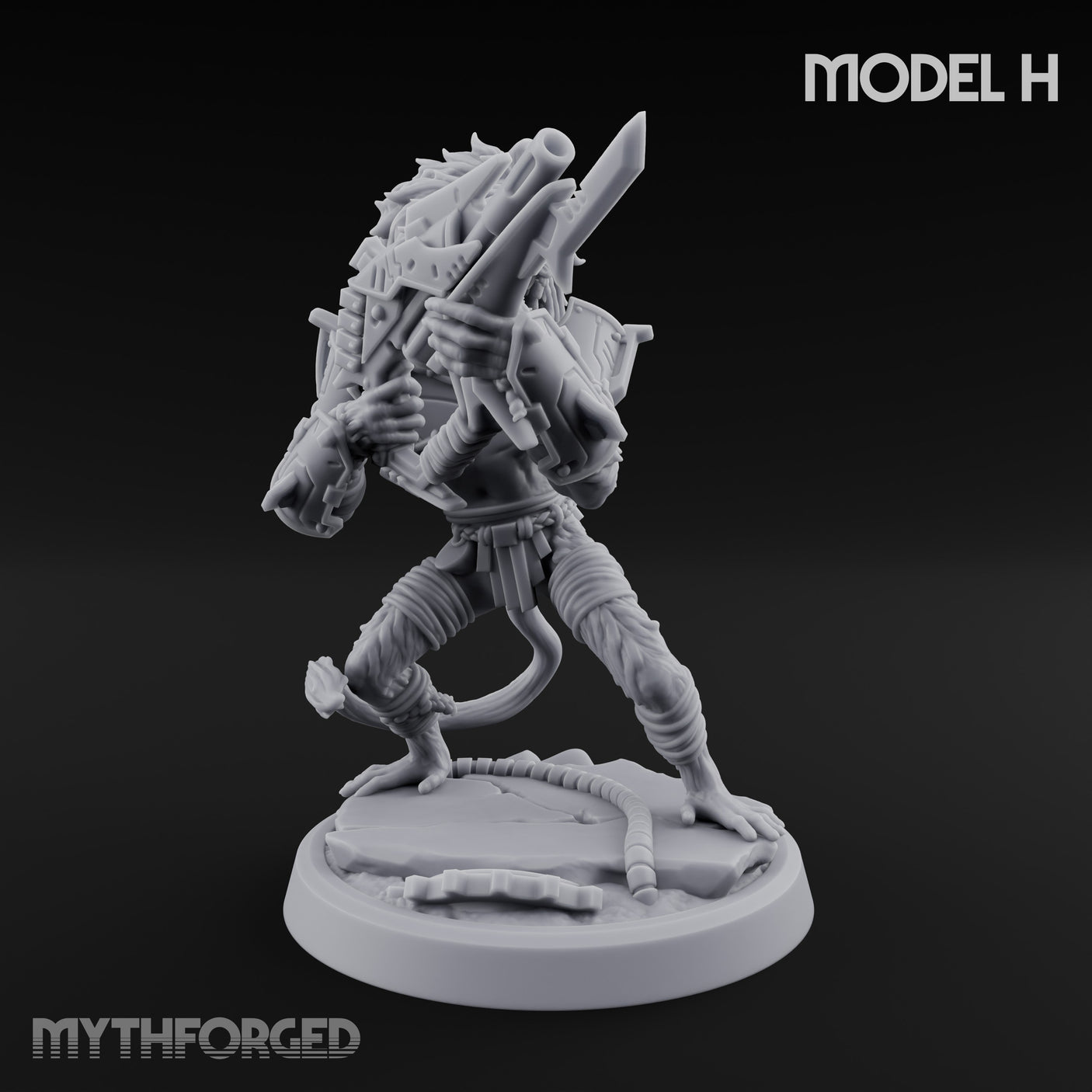 Long Rifle Prowling Simian Sniper H Miniature for Dungeons and Dragons, Pathfinder or other TTRPGs