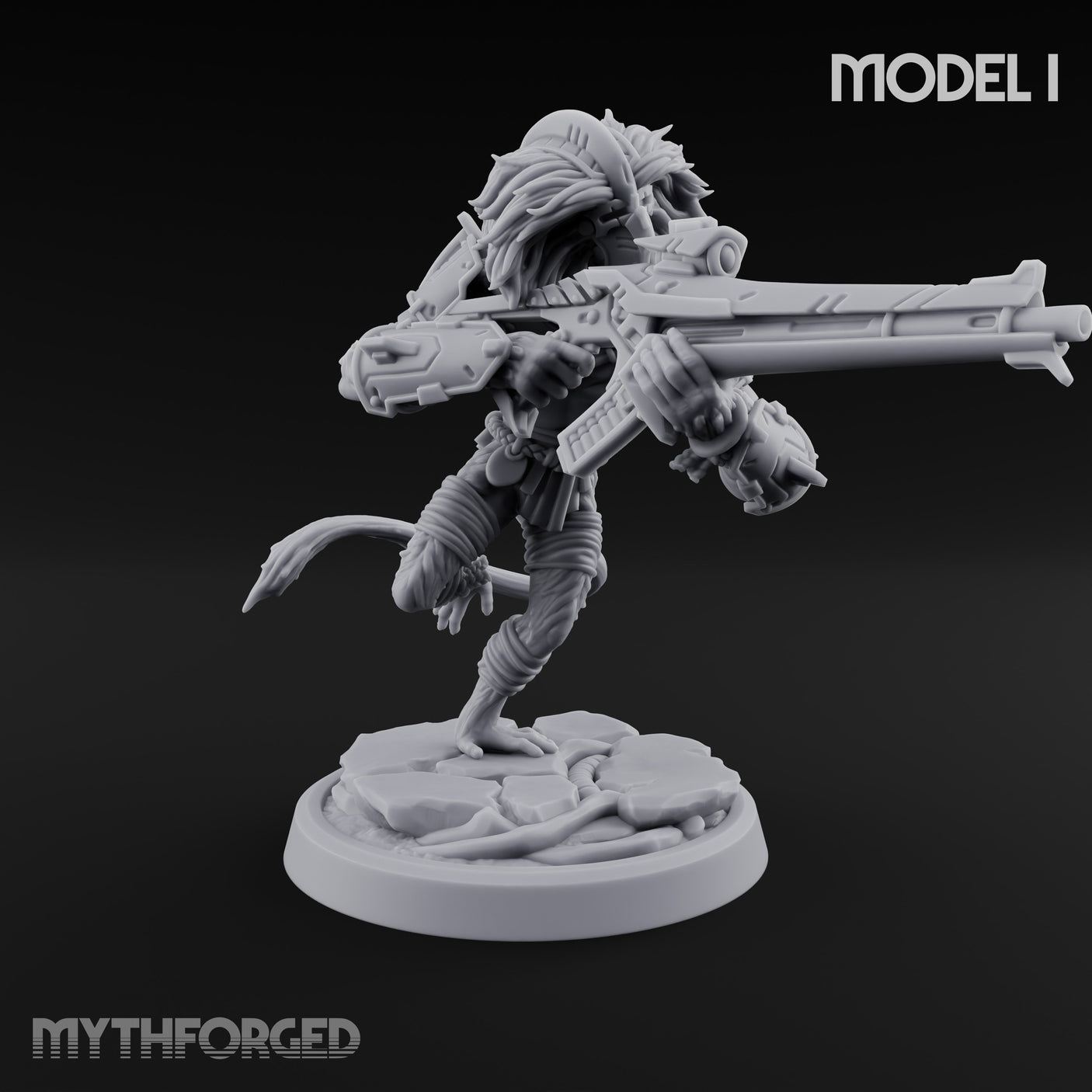Long Rifle Prowling Simian Sniper I Miniature for Dungeons and Dragons, Pathfinder or other TTRPGs