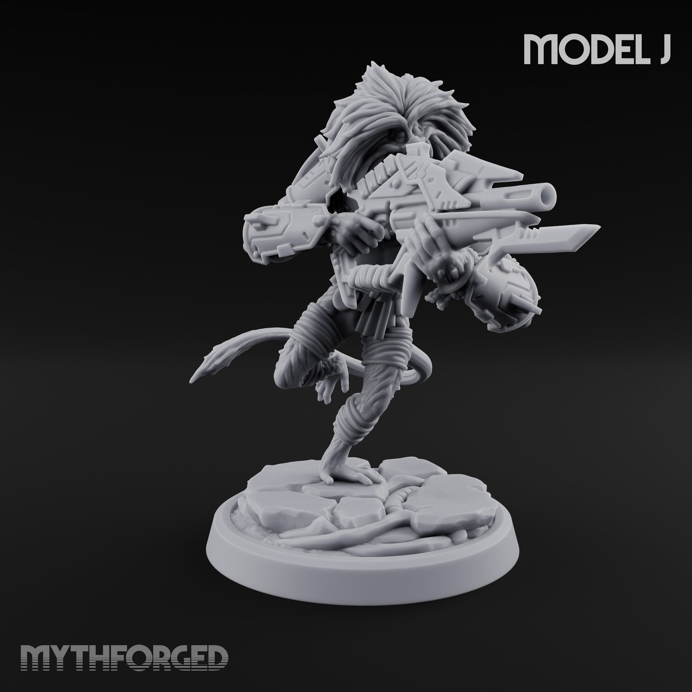 Long Rifle Prowling Simian Sniper J Miniature for Dungeons and Dragons, Pathfinder or other TTRPGs