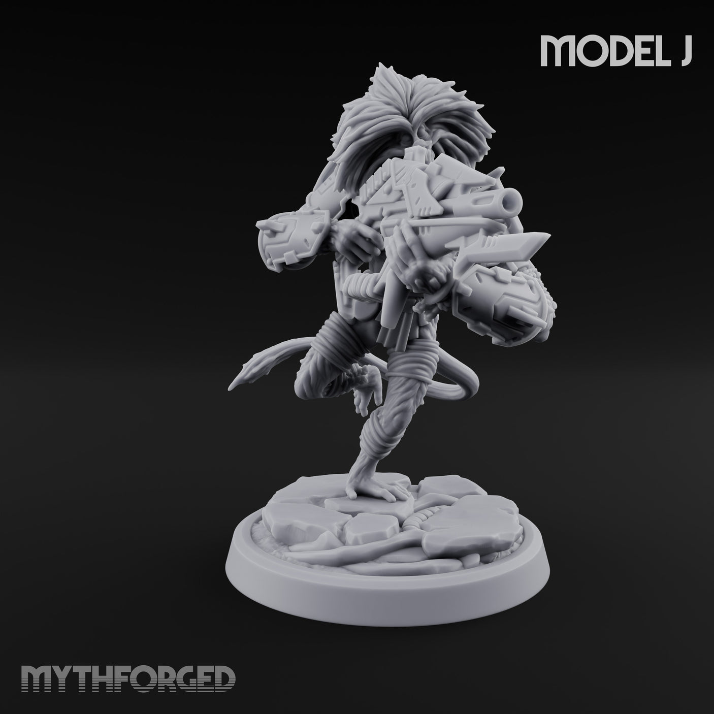 Long Rifle Prowling Simian Sniper J Miniature for Dungeons and Dragons, Pathfinder or other TTRPGs