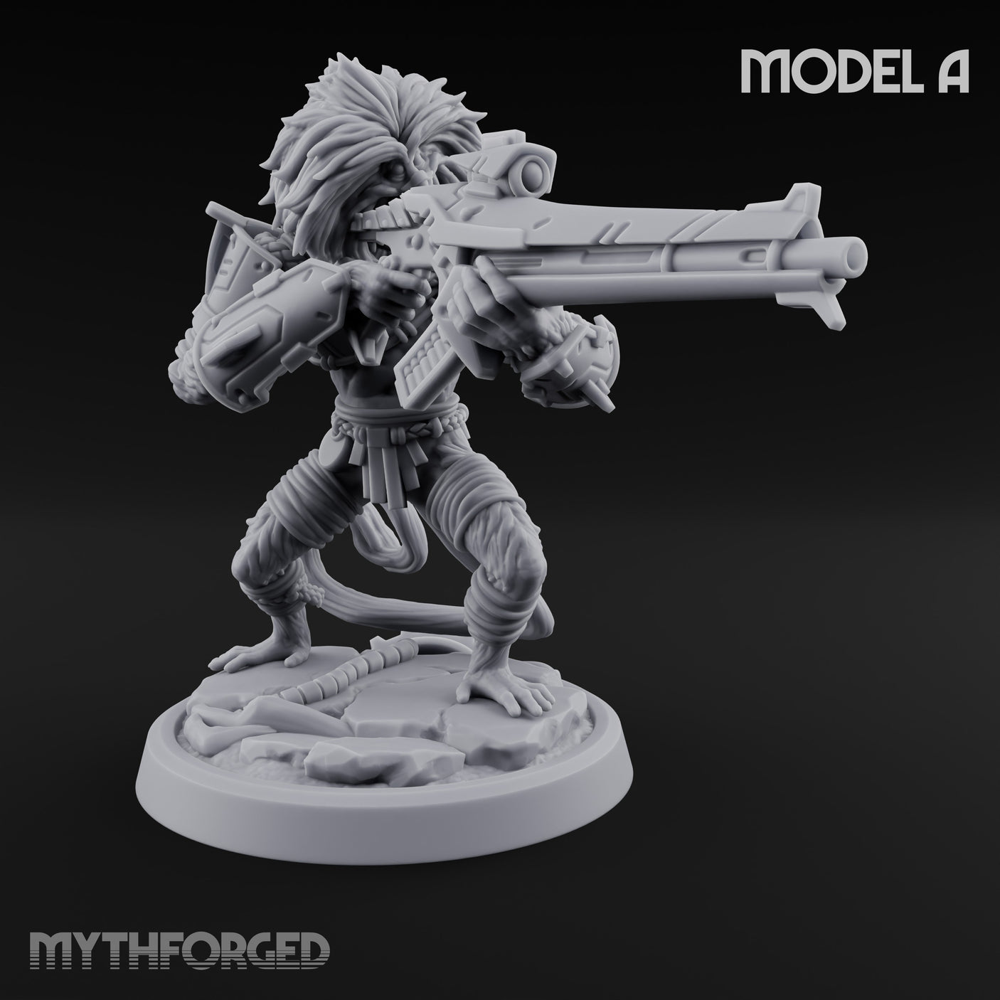 Long Rifle Prowling Simian Snipers Miniature for Dungeons and Dragons, Pathfinder or other TTRPGs