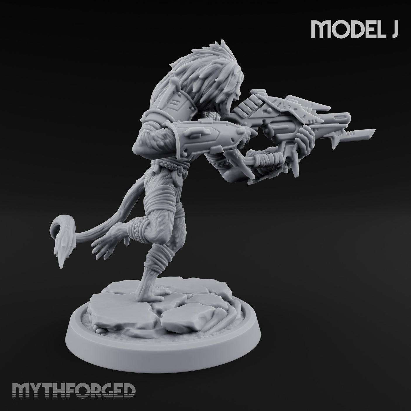 Long Rifle Prowling Simian Snipers Miniature for Dungeons and Dragons, Pathfinder or other TTRPGs
