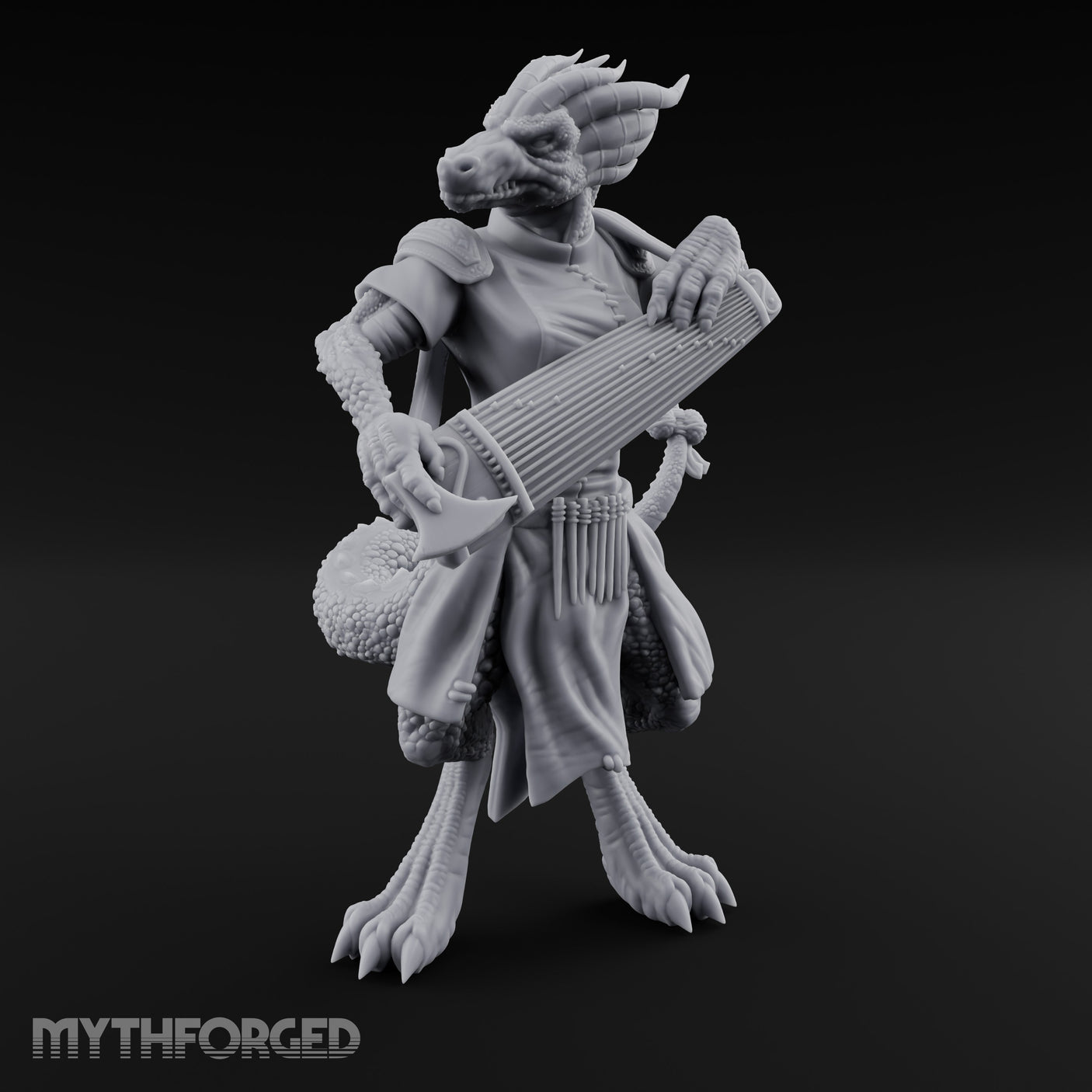 Lute Strumming Dragonborn Bard Miniature for Dungeons and Dragons, Pathfinder or other TTRPGs