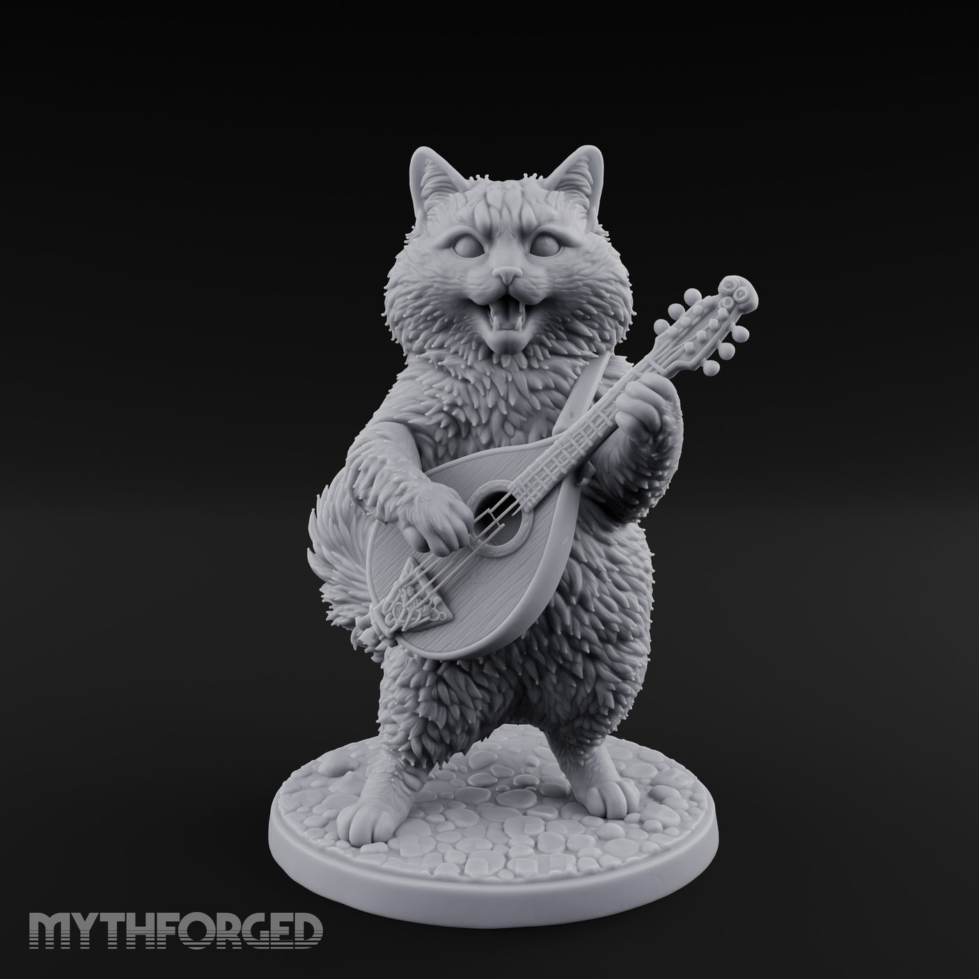 Lute Strumming Tabaxi Bard Miniature for Dungeons and Dragons, Pathfinder or other TTRPGs