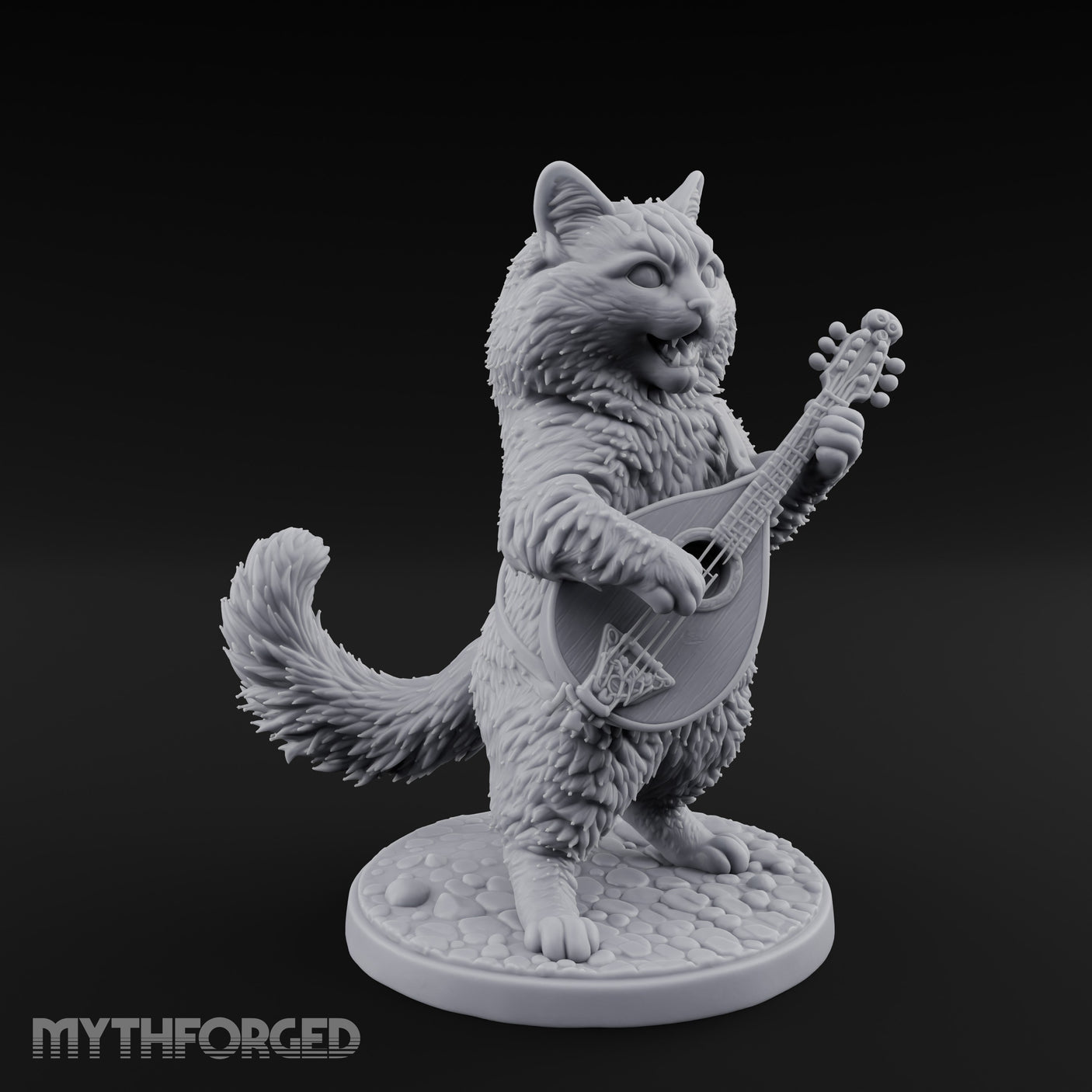 Lute Strumming Tabaxi Bard Miniature for Dungeons and Dragons, Pathfinder or other TTRPGs