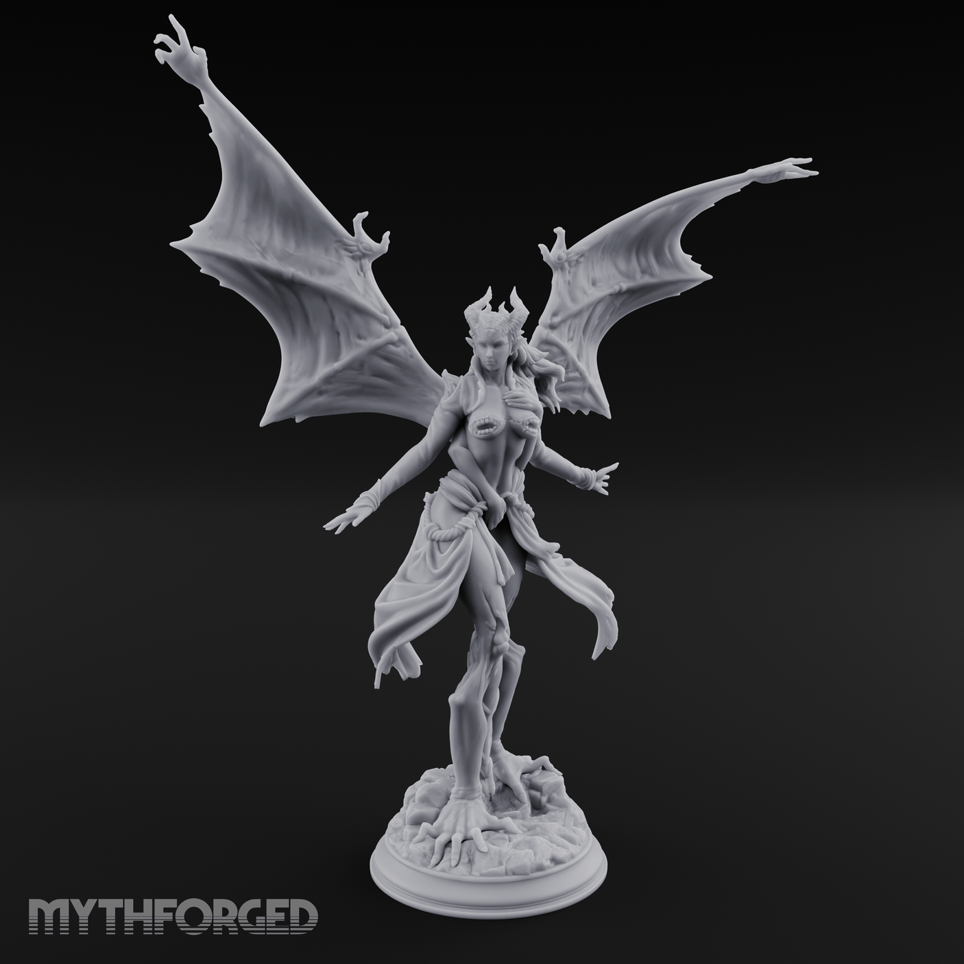 Wings Spread Wide Succubus Seductress Miniature for Dungeons and Dragons, Pathfinder or other TTRPGs