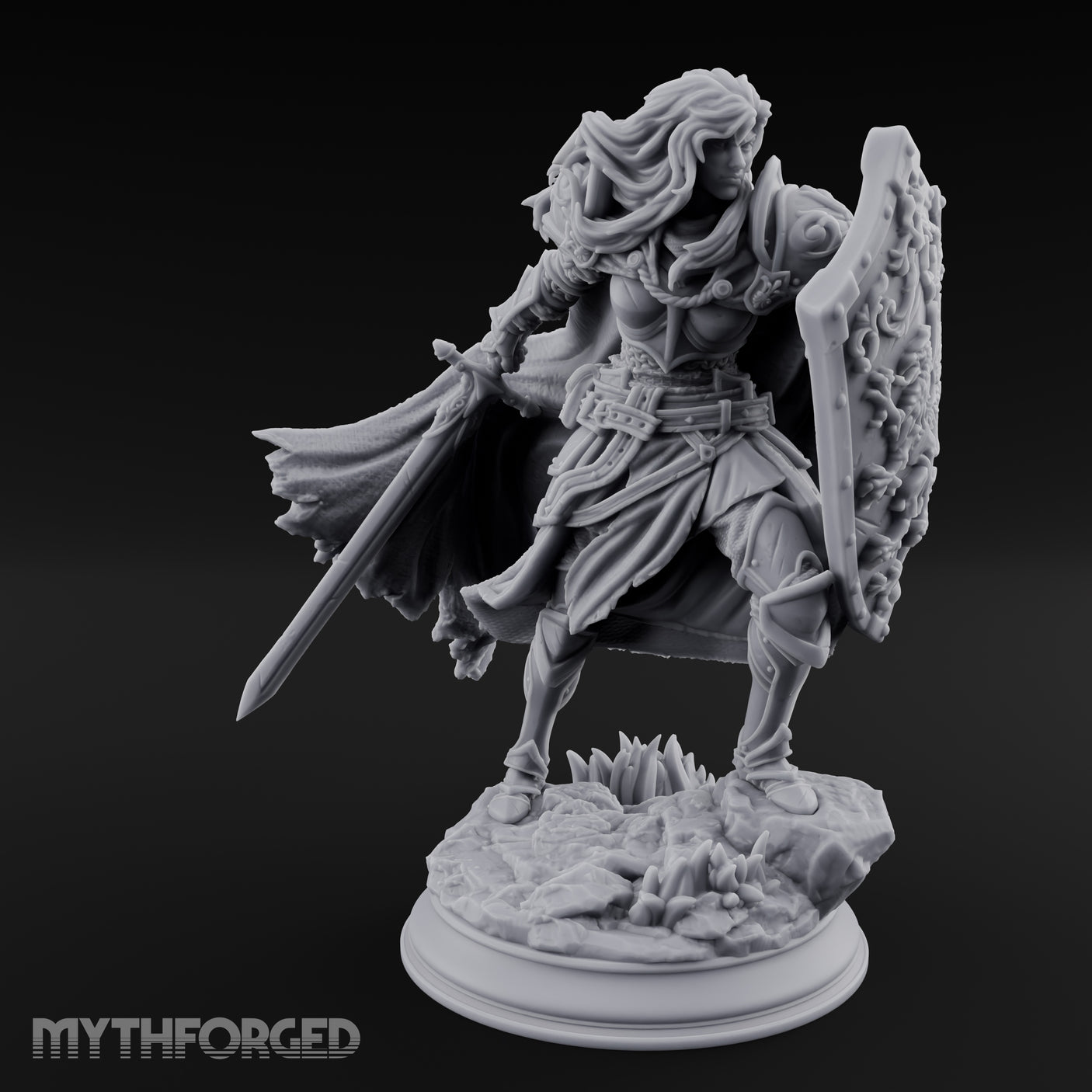 Windswept Guarding Human Paladin Miniature for Dungeons and Dragons, Pathfinder or other TTRPGs