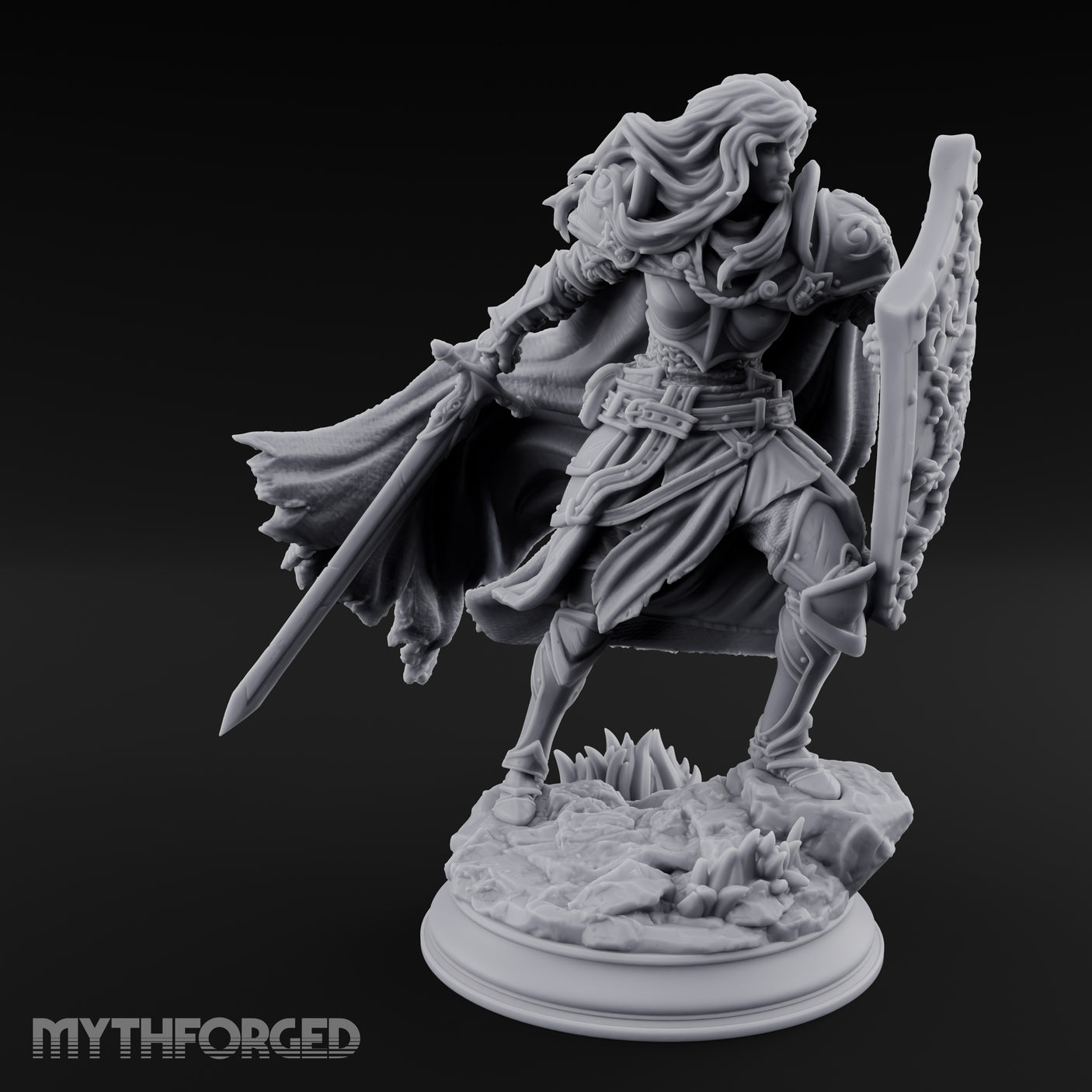Windswept Guarding Human Paladin Miniature for Dungeons and Dragons, Pathfinder or other TTRPGs
