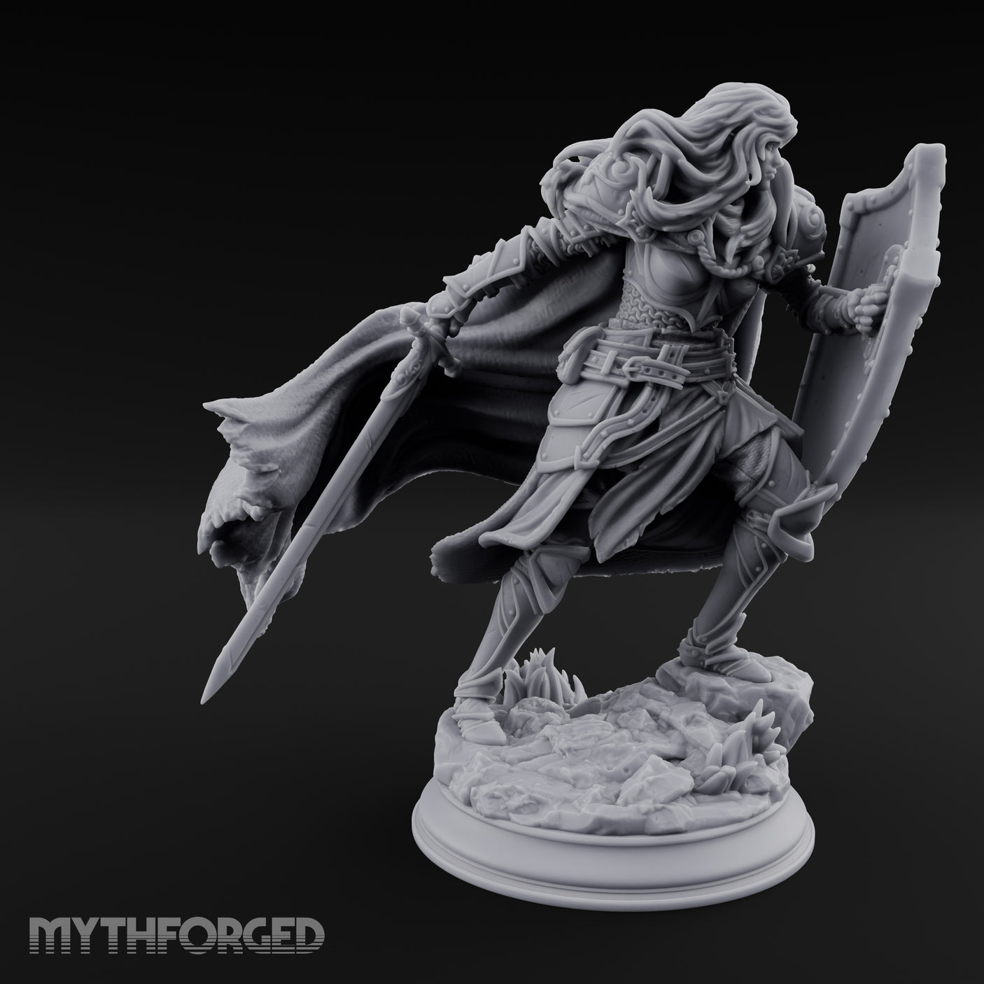 Windswept Guarding Human Paladin Miniature for Dungeons and Dragons, Pathfinder or other TTRPGs