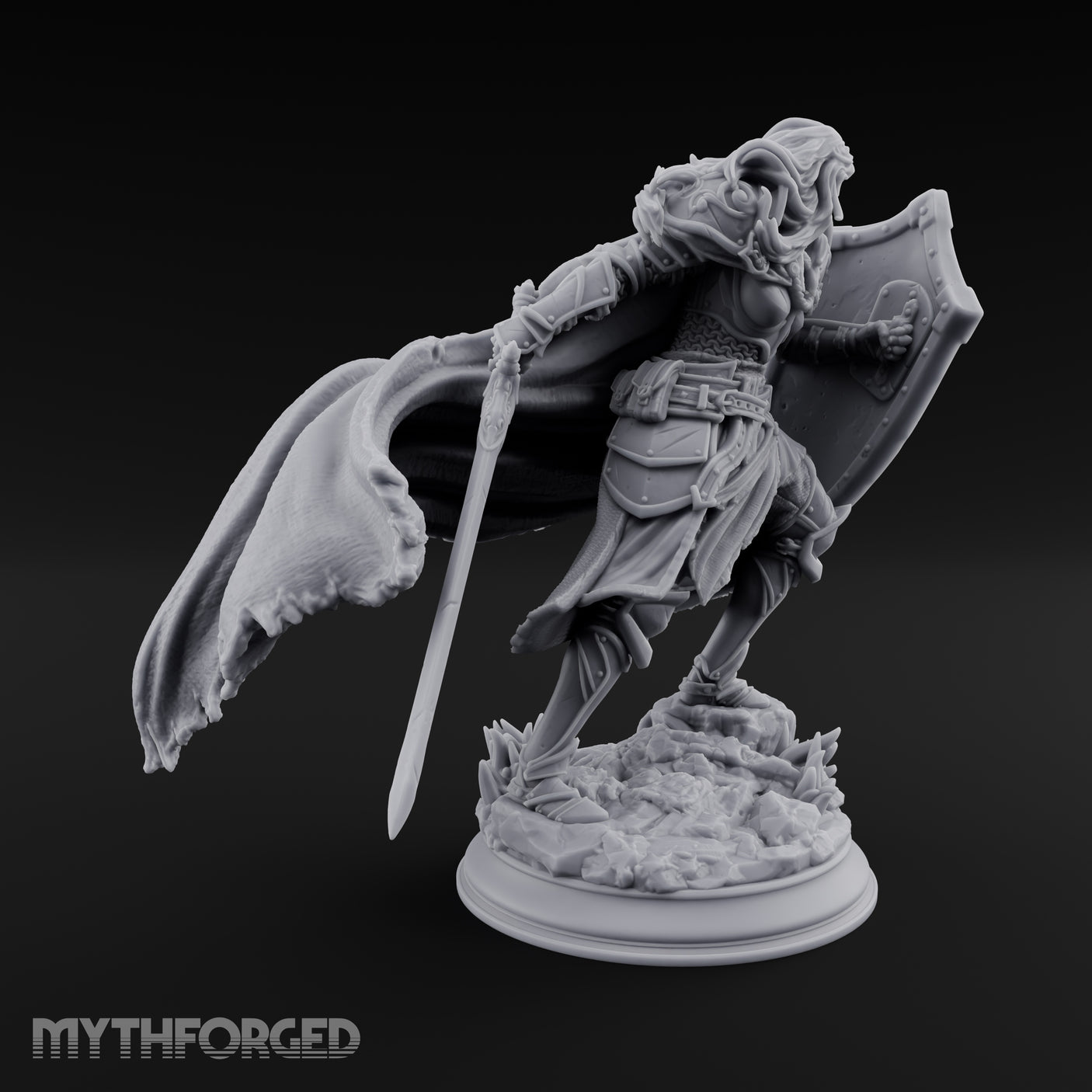 Windswept Guarding Human Paladin Miniature for Dungeons and Dragons, Pathfinder or other TTRPGs