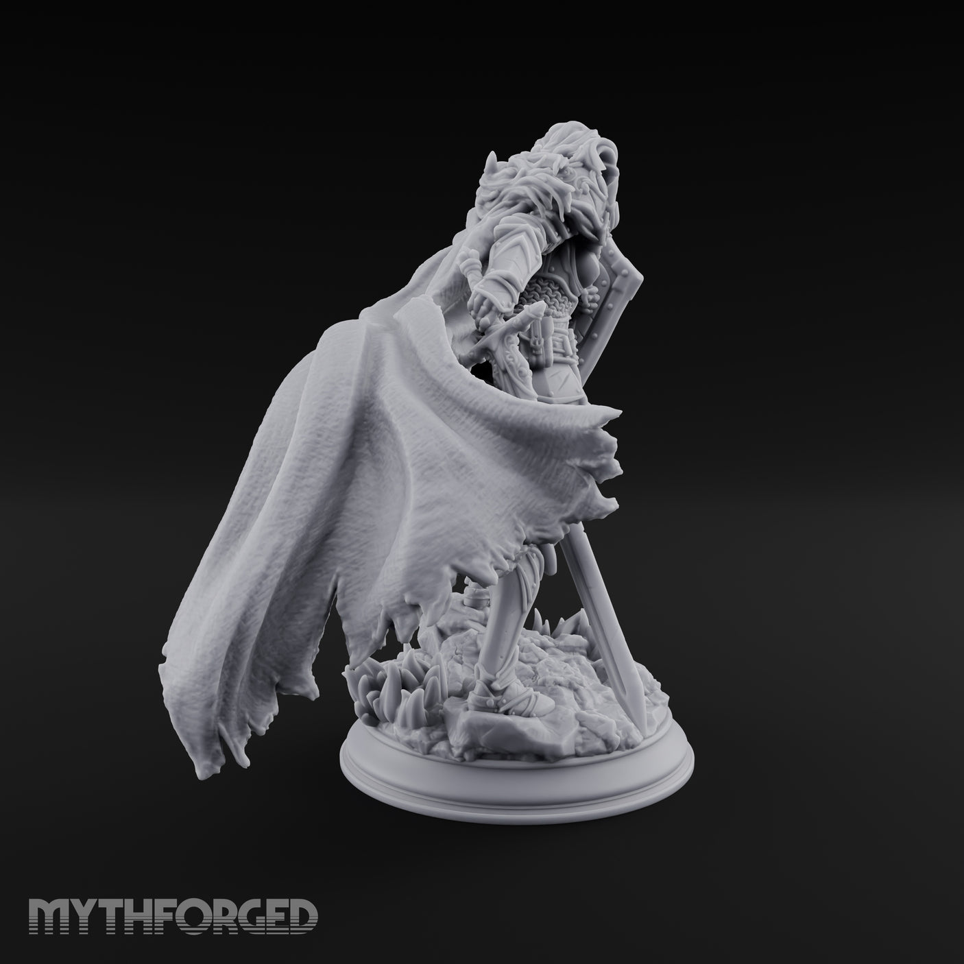 Windswept Guarding Human Paladin Miniature for Dungeons and Dragons, Pathfinder or other TTRPGs