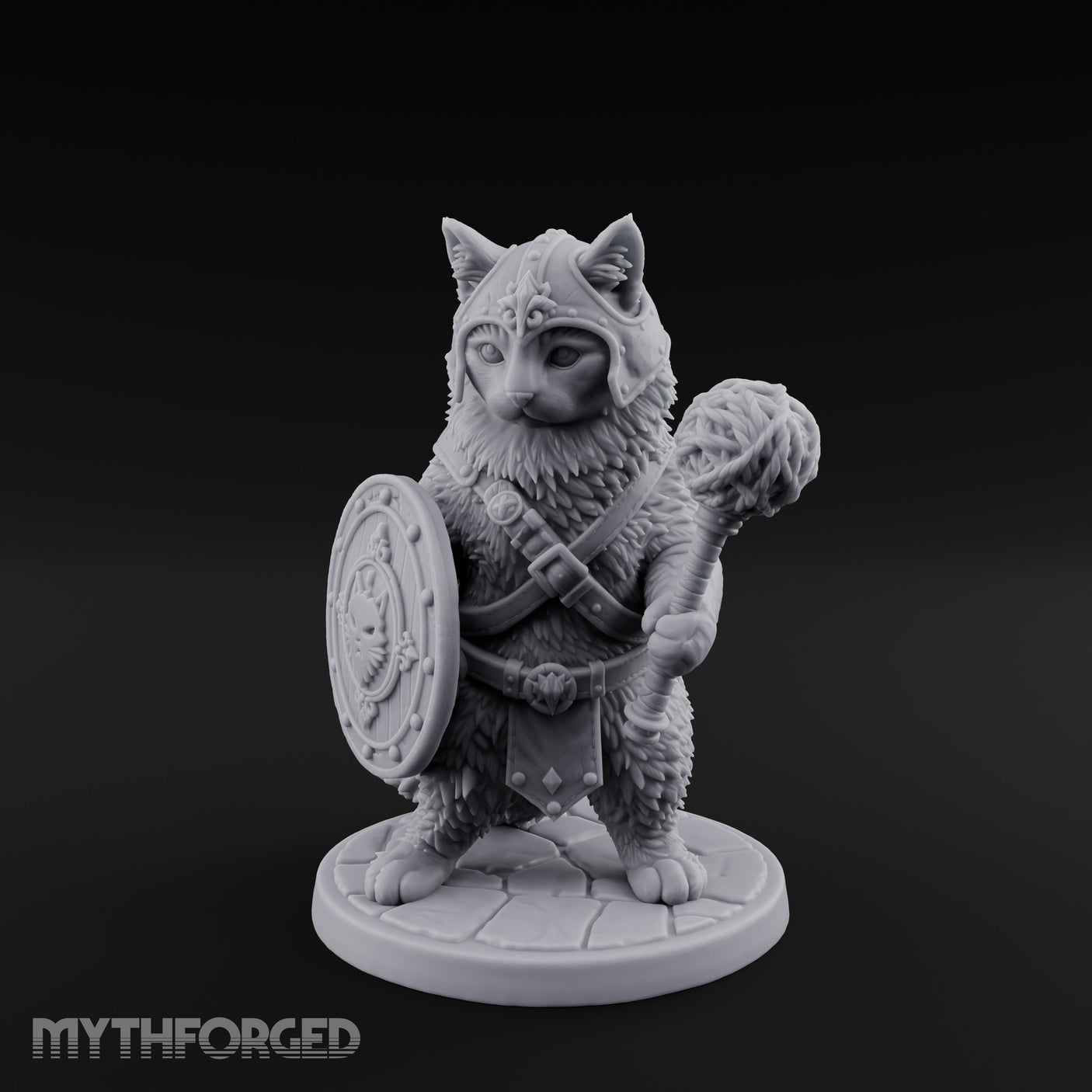 Mace And Shield Ready Tabaxi Paladin Miniature for Dungeons and Dragons, Pathfinder or other TTRPGs