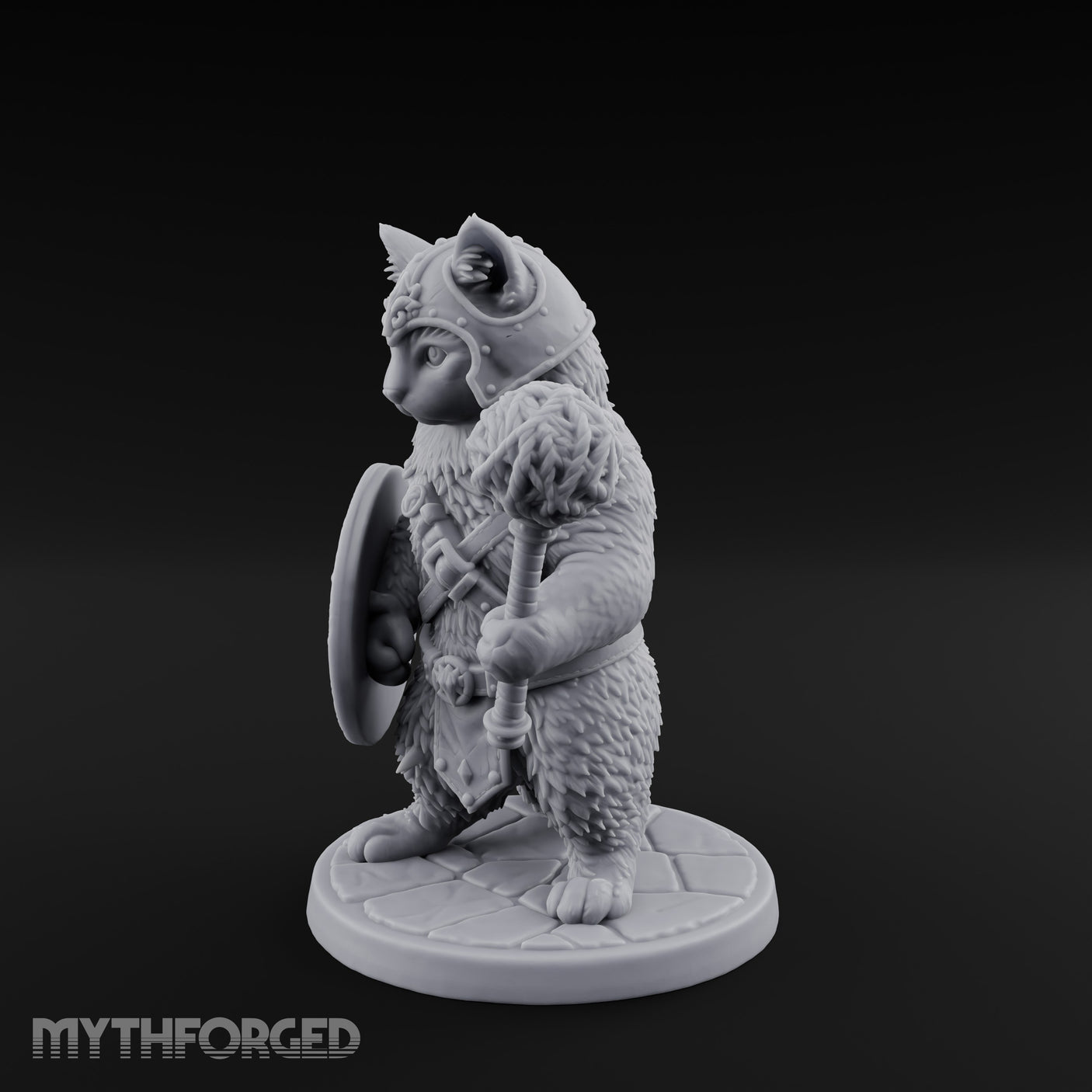 Mace And Shield Ready Tabaxi Paladin Miniature for Dungeons and Dragons, Pathfinder or other TTRPGs