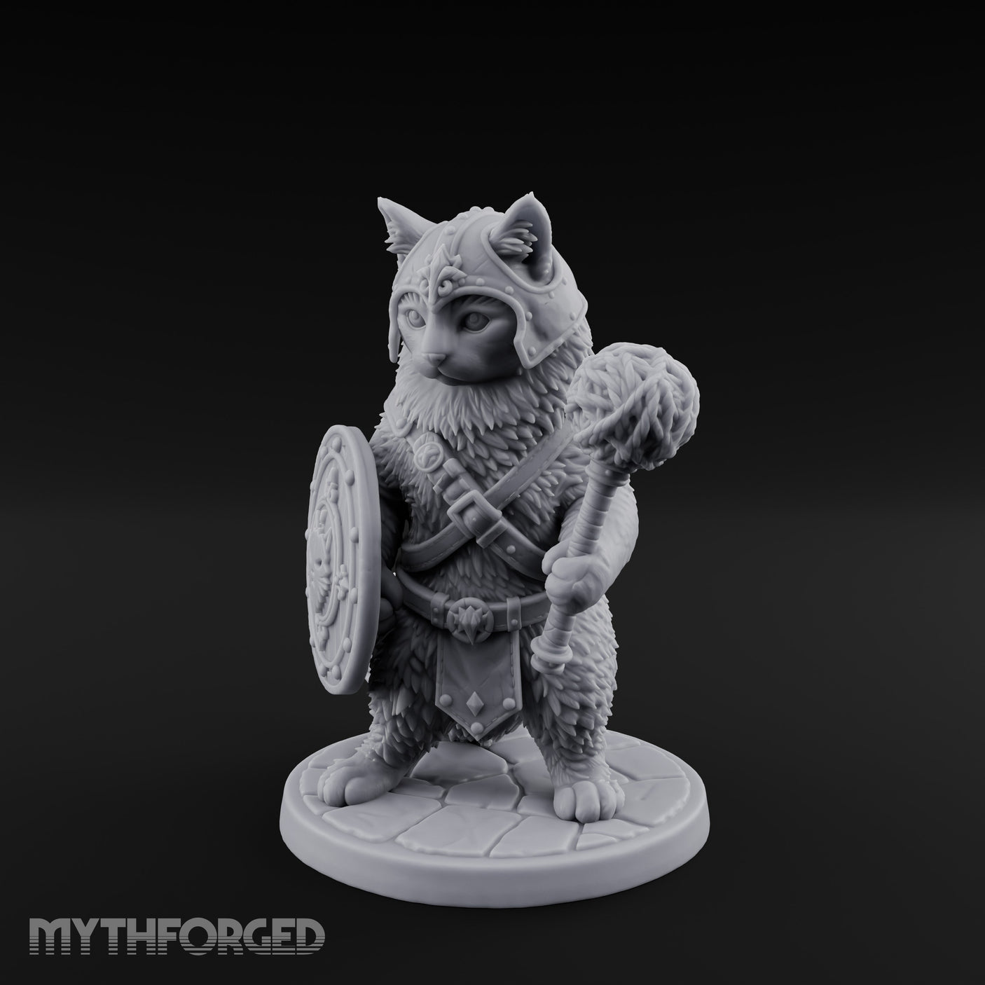 Mace And Shield Ready Tabaxi Paladin Miniature for Dungeons and Dragons, Pathfinder or other TTRPGs