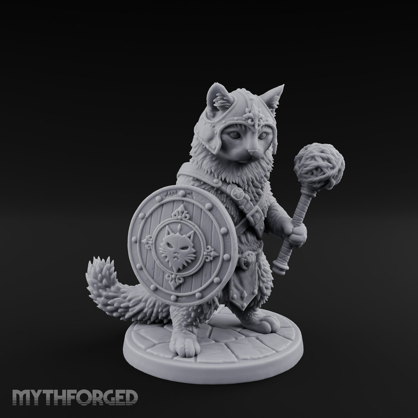 Mace And Shield Ready Tabaxi Paladin Miniature for Dungeons and Dragons, Pathfinder or other TTRPGs
