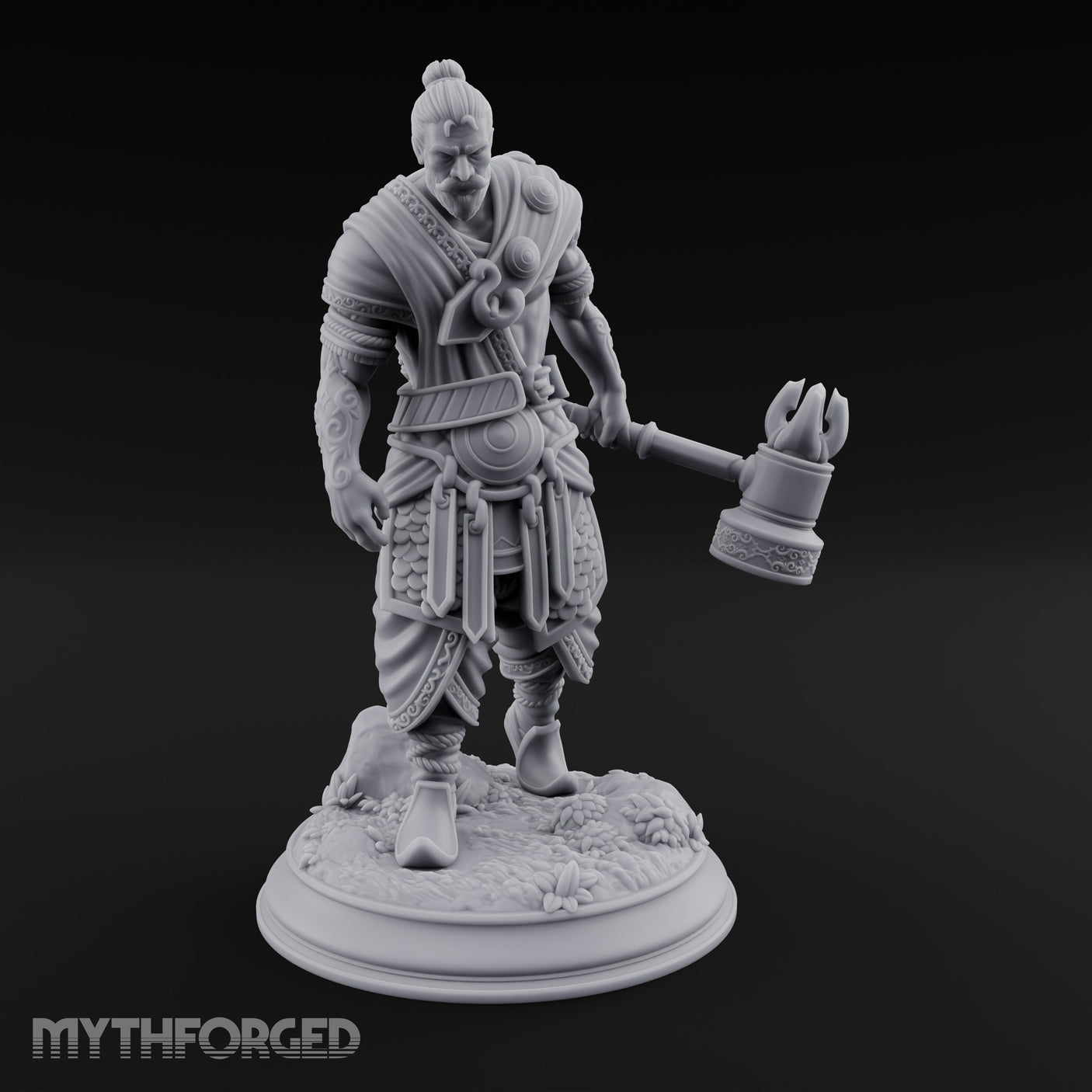 Mace Dragging Human Warrior Miniature for Dungeons and Dragons, Pathfinder or other TTRPGs