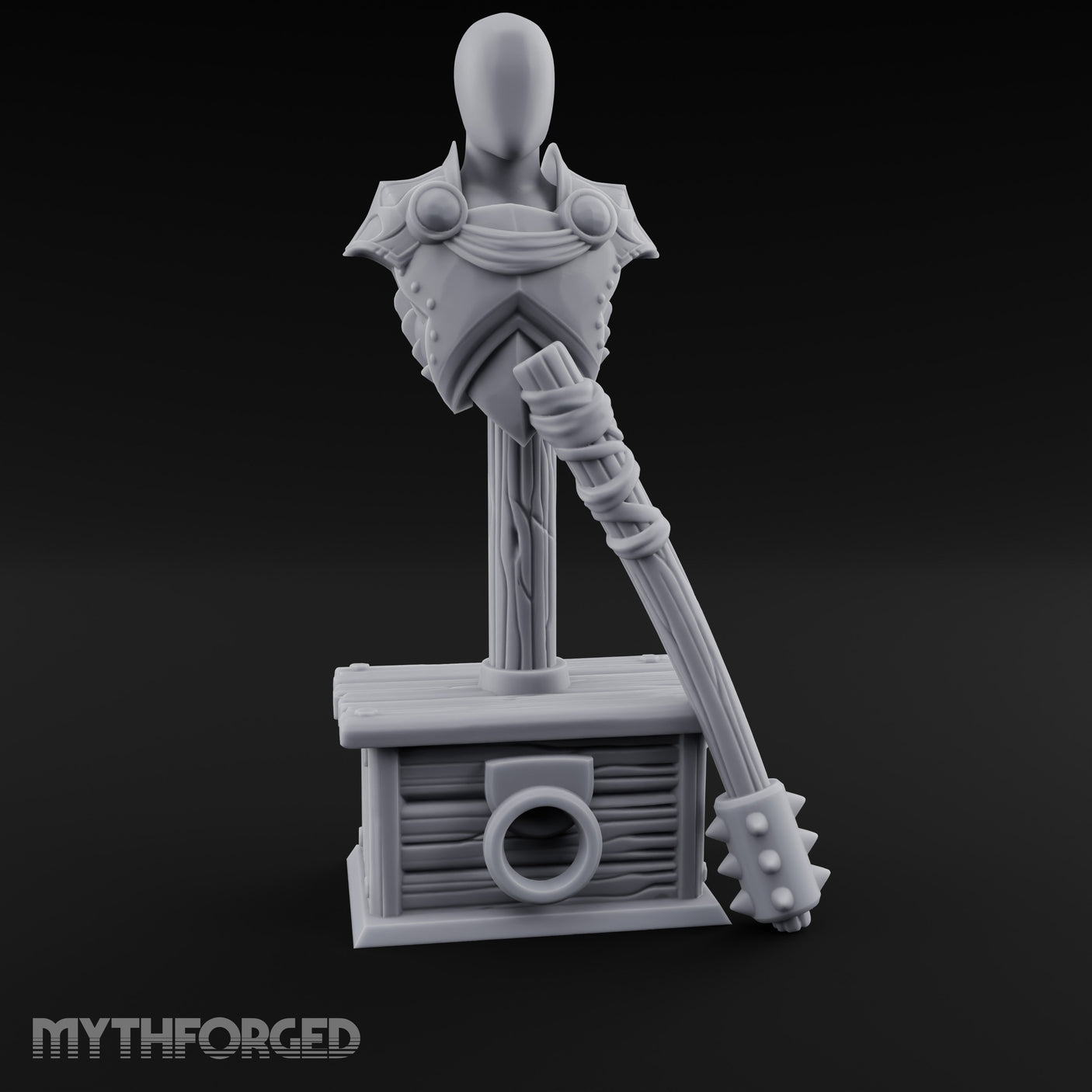 Mace-Leaned Pauldron-Plated Knight Training Shield Dummy