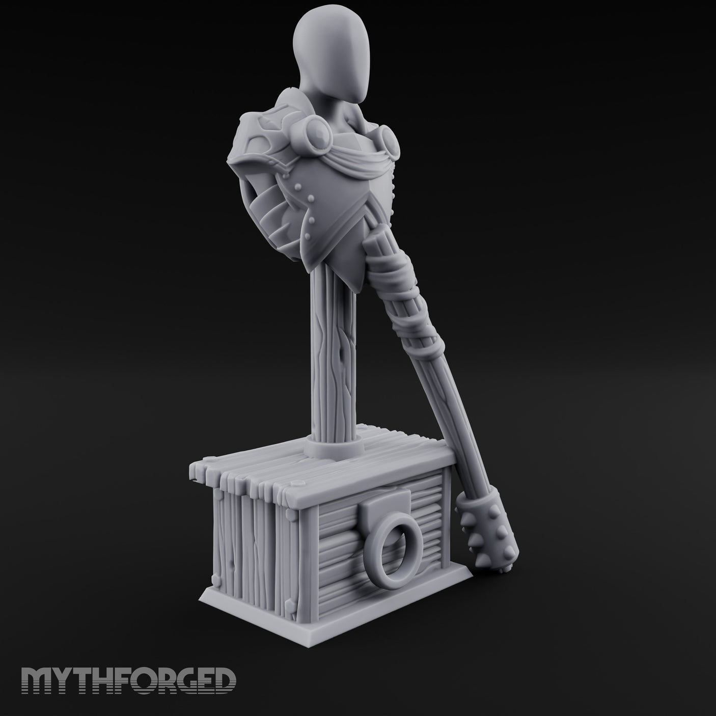 Mace-Leaned Pauldron-Plated Knight Training Shield Dummy gallery 2