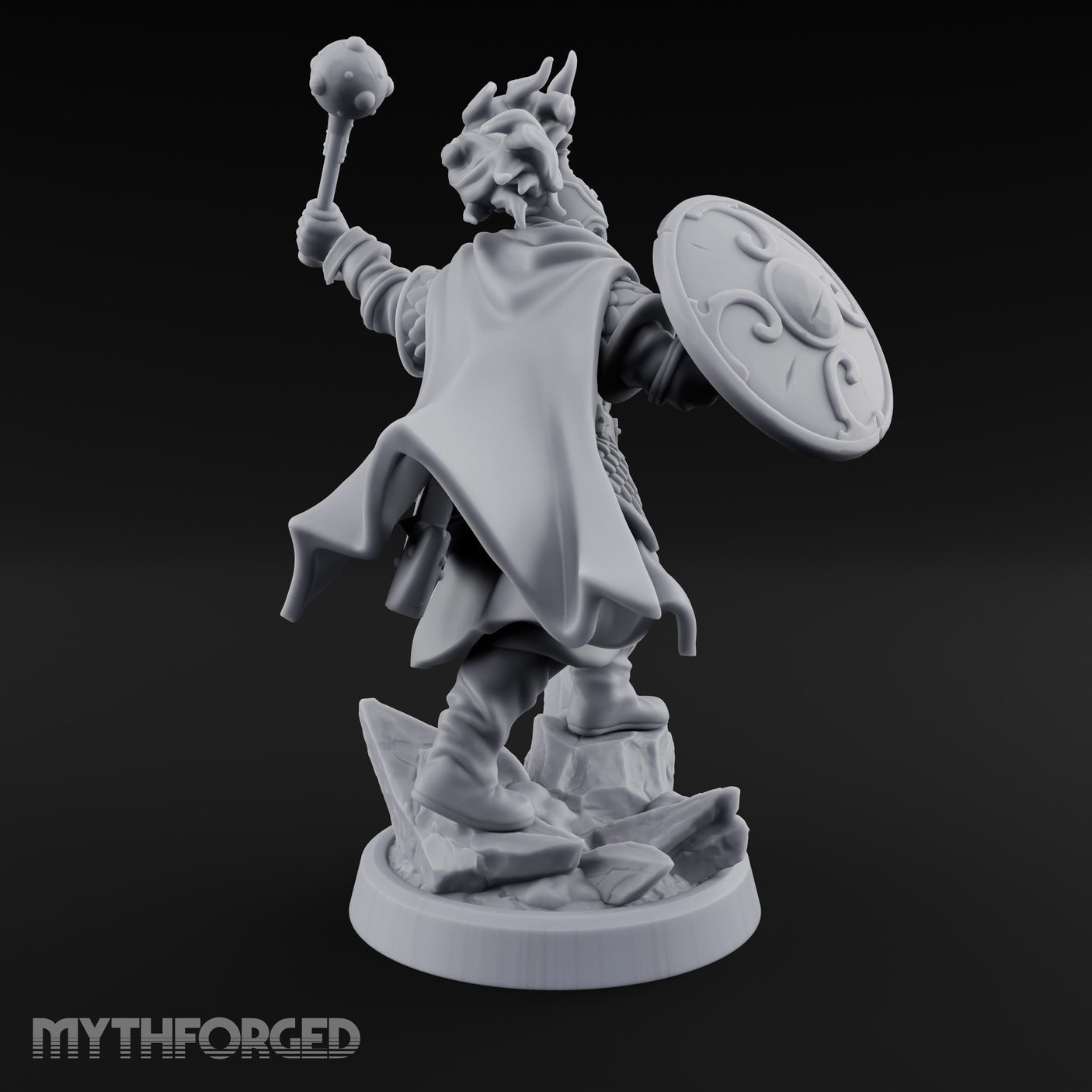 Mace Smashing Shield Bracing Reef Knight Miniature for Dungeons and Dragons, Pathfinder or other TTRPGs
