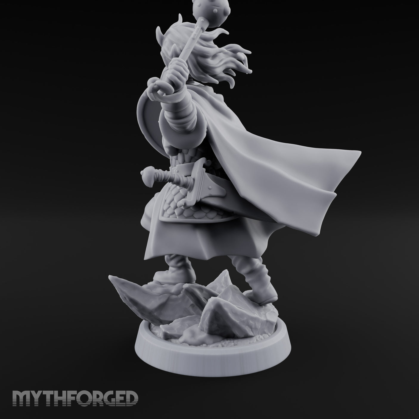 Mace Smashing Shield Bracing Reef Knight Miniature for Dungeons and Dragons, Pathfinder or other TTRPGs