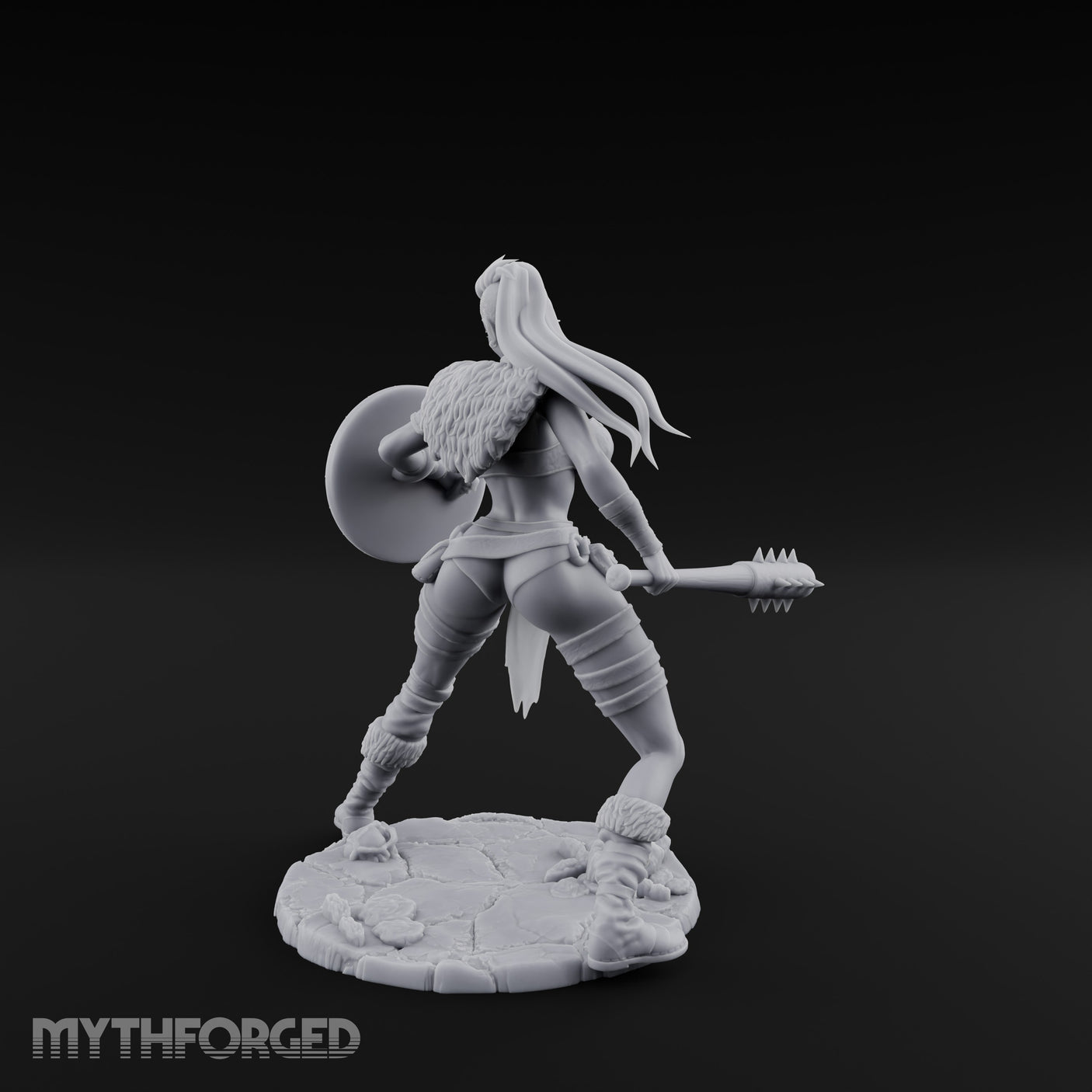 Mace Swinging Shield Ready Human Barbarian Miniature for Dungeons and Dragons, Pathfinder or other TTRPGs