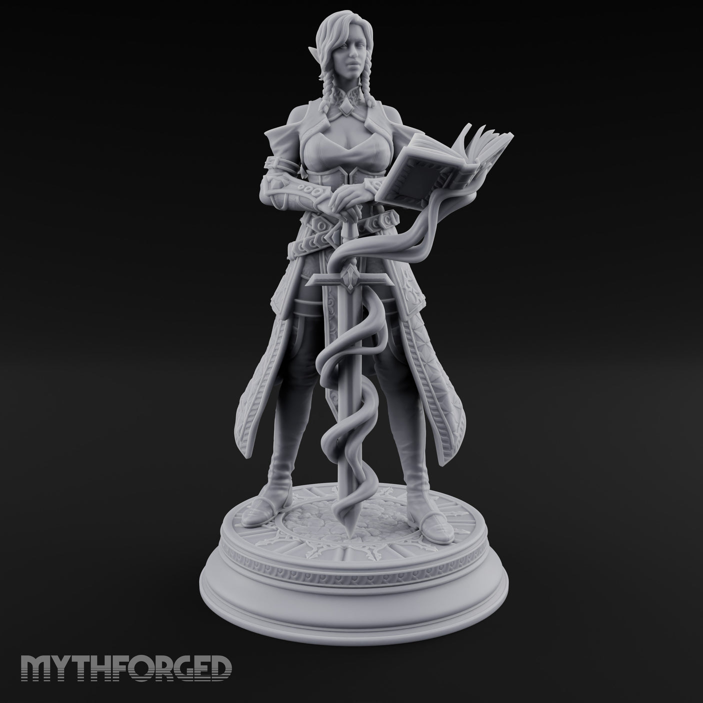 Magic Coiling Elf Spellsword Miniature for Dungeons and Dragons, Pathfinder or other TTRPGs