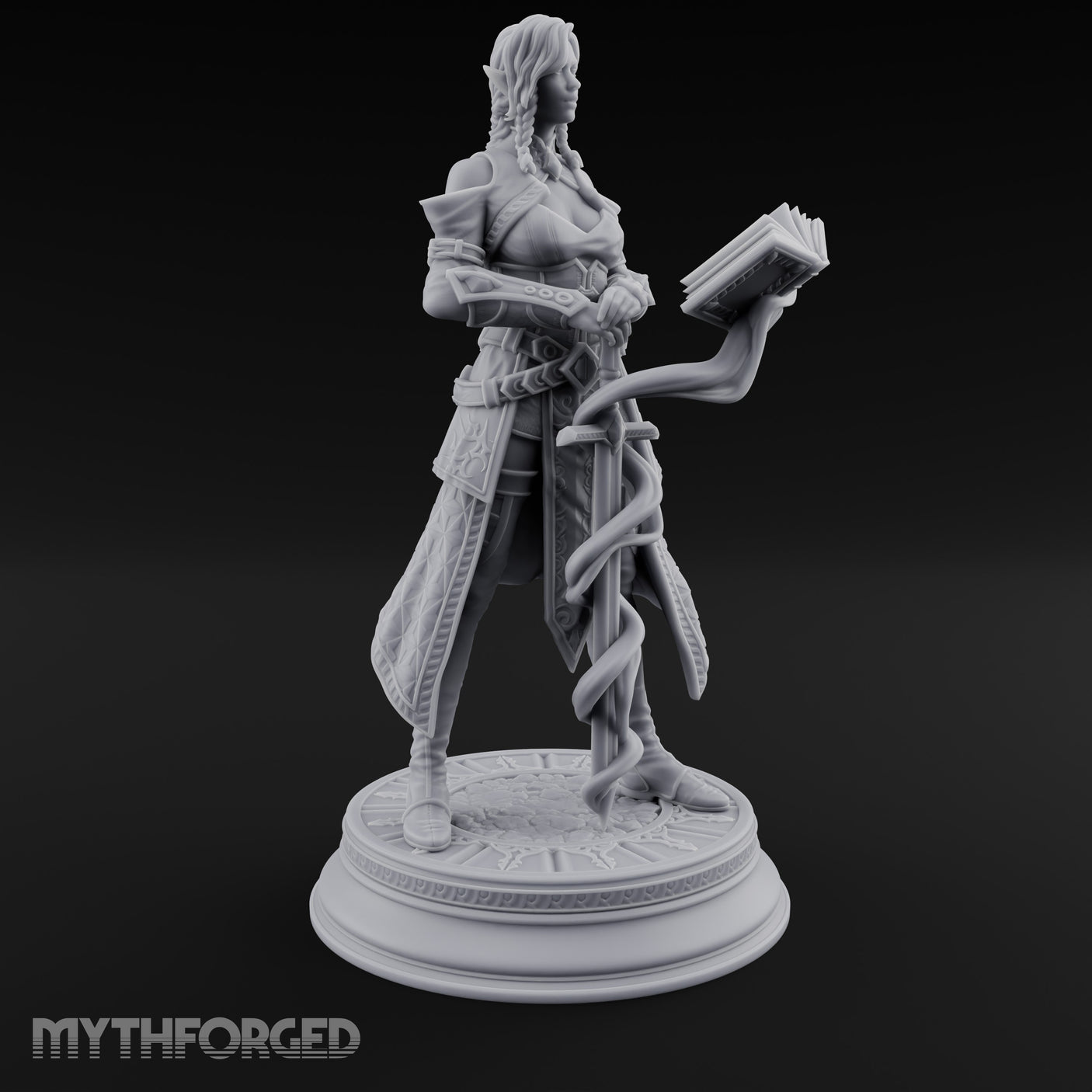 Magic Coiling Elf Spellsword Miniature for Dungeons and Dragons, Pathfinder or other TTRPGs