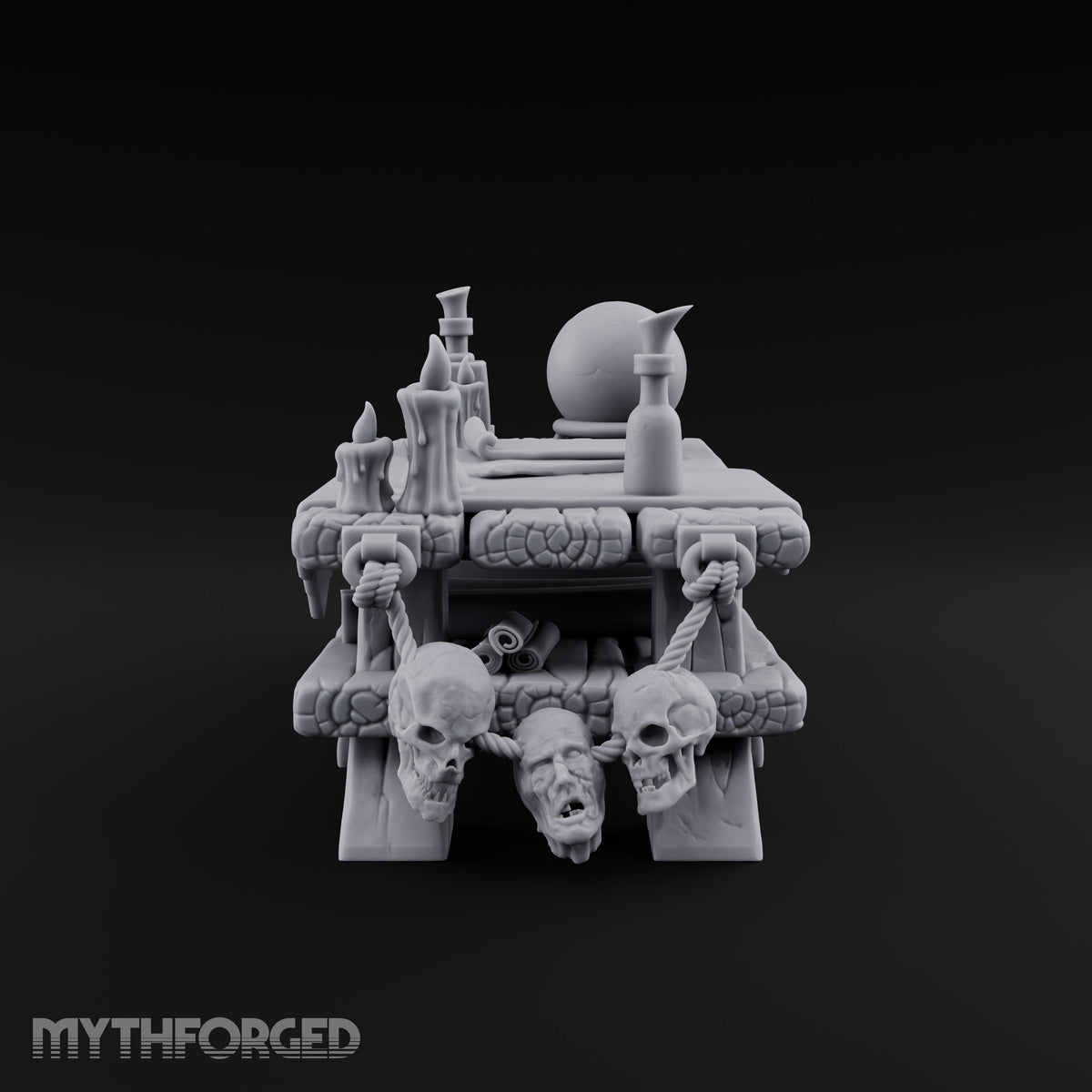 Fortune Told, Skull Sold Wooden Magic Shop Display Table