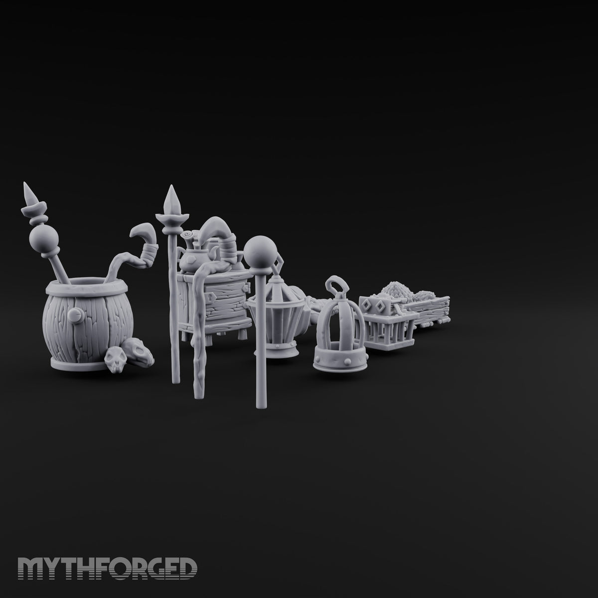 Staves Stocked, Crocodile Mounted Magic Shop Small Props Set
