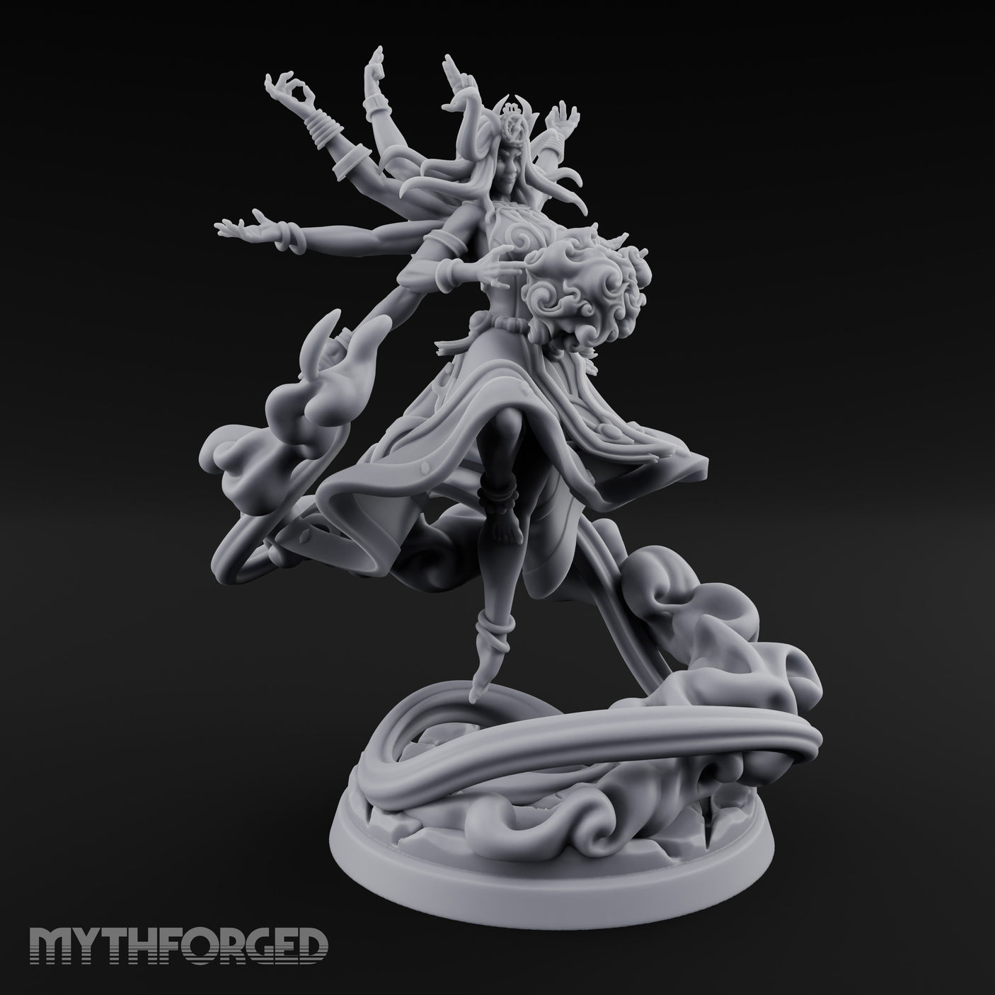 Many Arms Ascending Demon Goddess Miniature for Dungeons and Dragons, Pathfinder or other TTRPGs