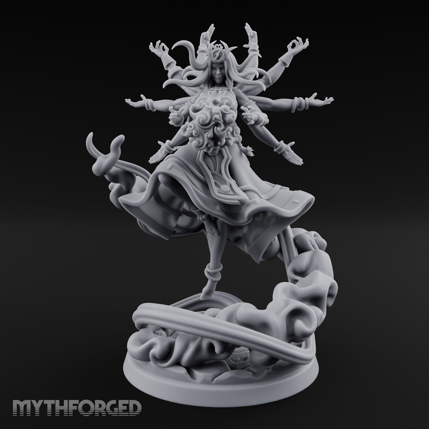 Many Arms Ascending Demon Goddess Miniature for Dungeons and Dragons, Pathfinder or other TTRPGs