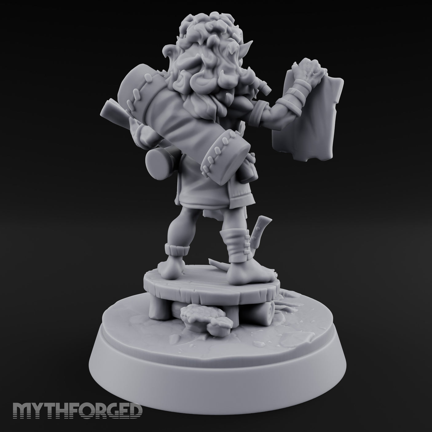 Map Waving Mallet Wielding Goblin Trickster Miniature for Dungeons and Dragons, Pathfinder or other TTRPGs