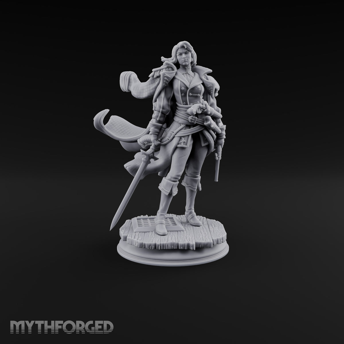 Two Pistols Left Holstered Human Female Pirate Captain