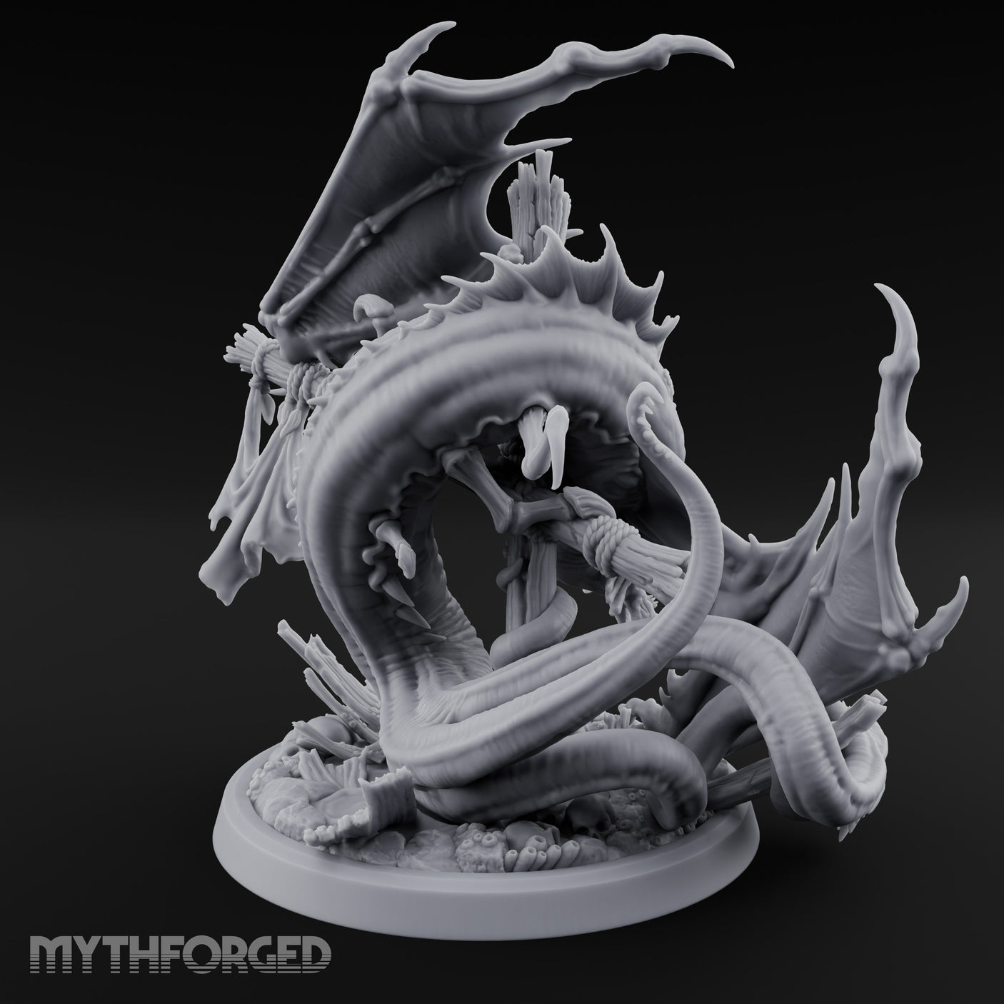 Mast Rending Rotting Sea Slitherdrake Miniature for Dungeons and Dragons, Pathfinder or other TTRPGs