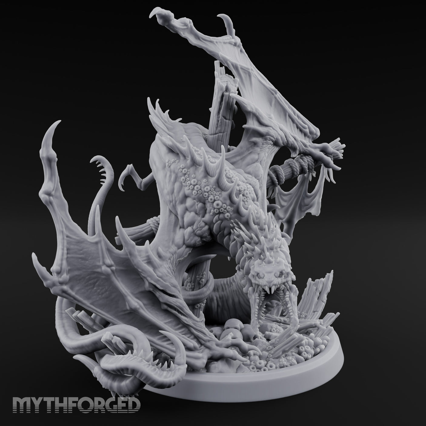 Mast Rending Rotting Sea Slitherdrake Miniature for Dungeons and Dragons, Pathfinder or other TTRPGs