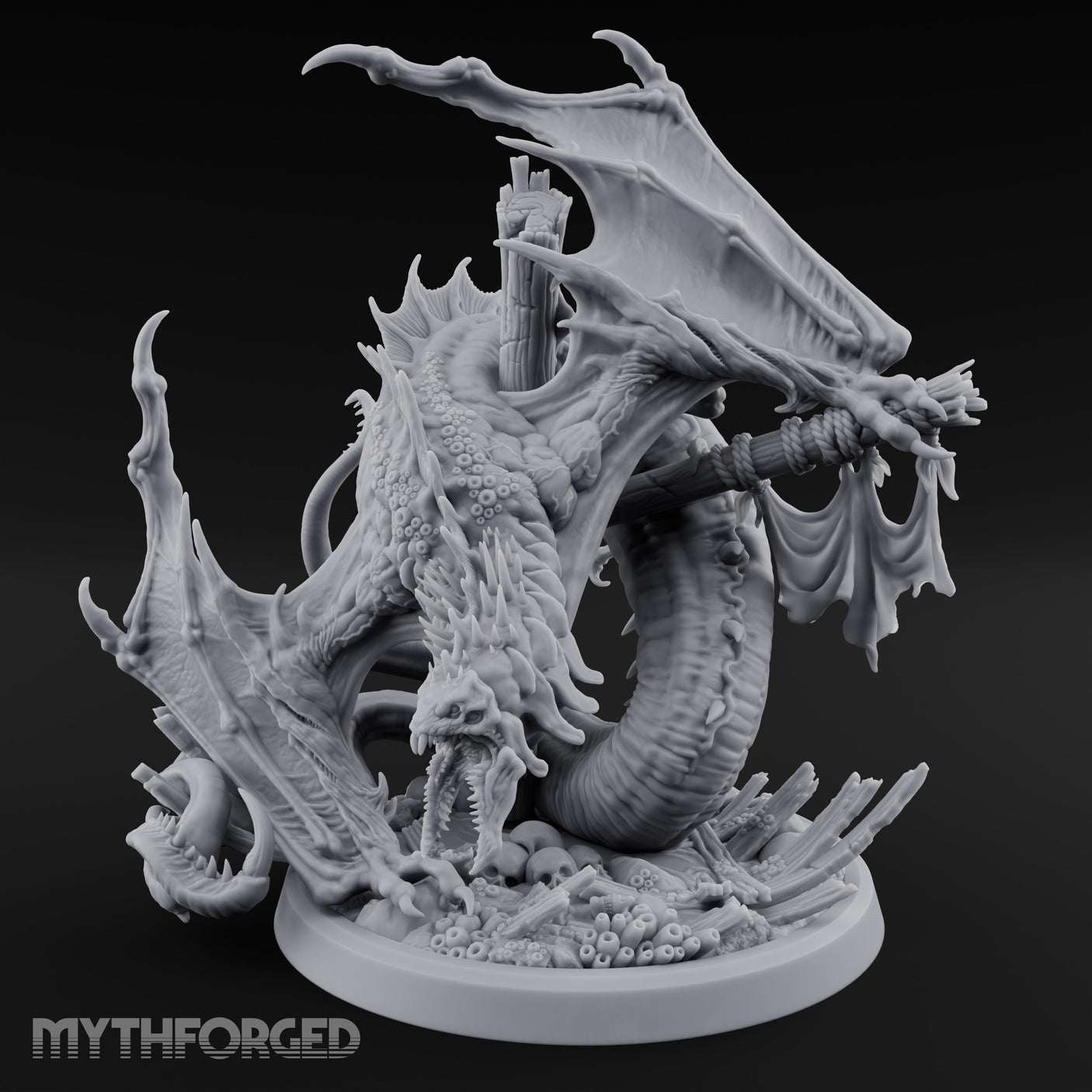 Mast Rending Rotting Sea Slitherdrake Miniature for Dungeons and Dragons, Pathfinder or other TTRPGs
