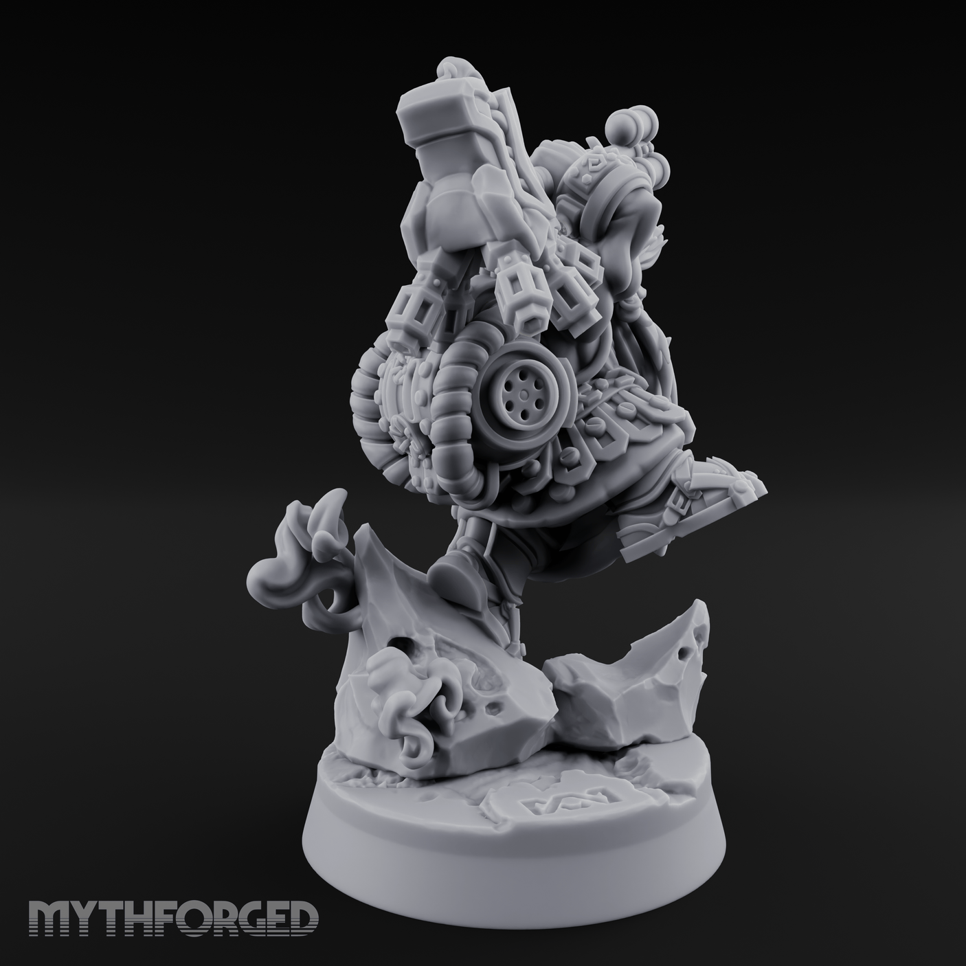 Steam Powered Dwarf Fighter Miniature for Dungeons and Dragons, Pathfinder or other TTRPGs