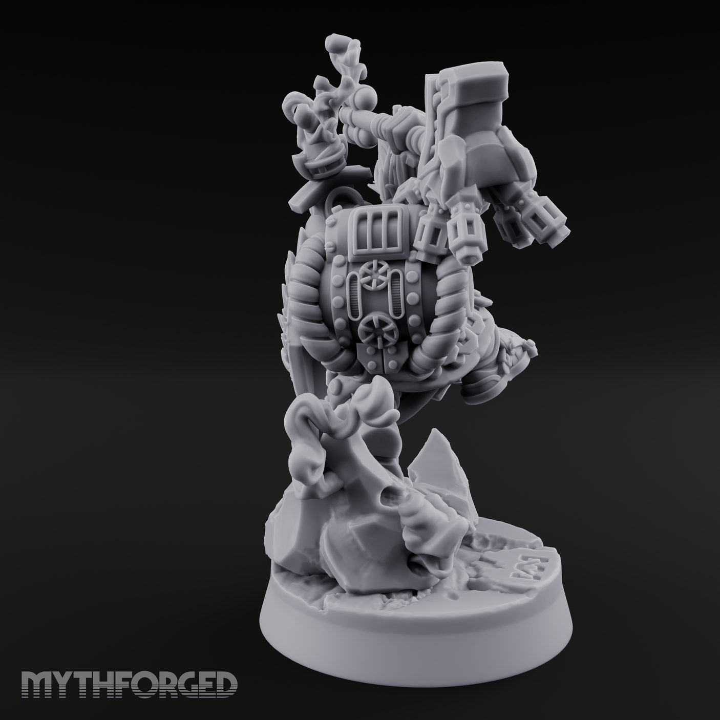 Steam Powered Dwarf Fighter Miniature for Dungeons and Dragons, Pathfinder or other TTRPGs