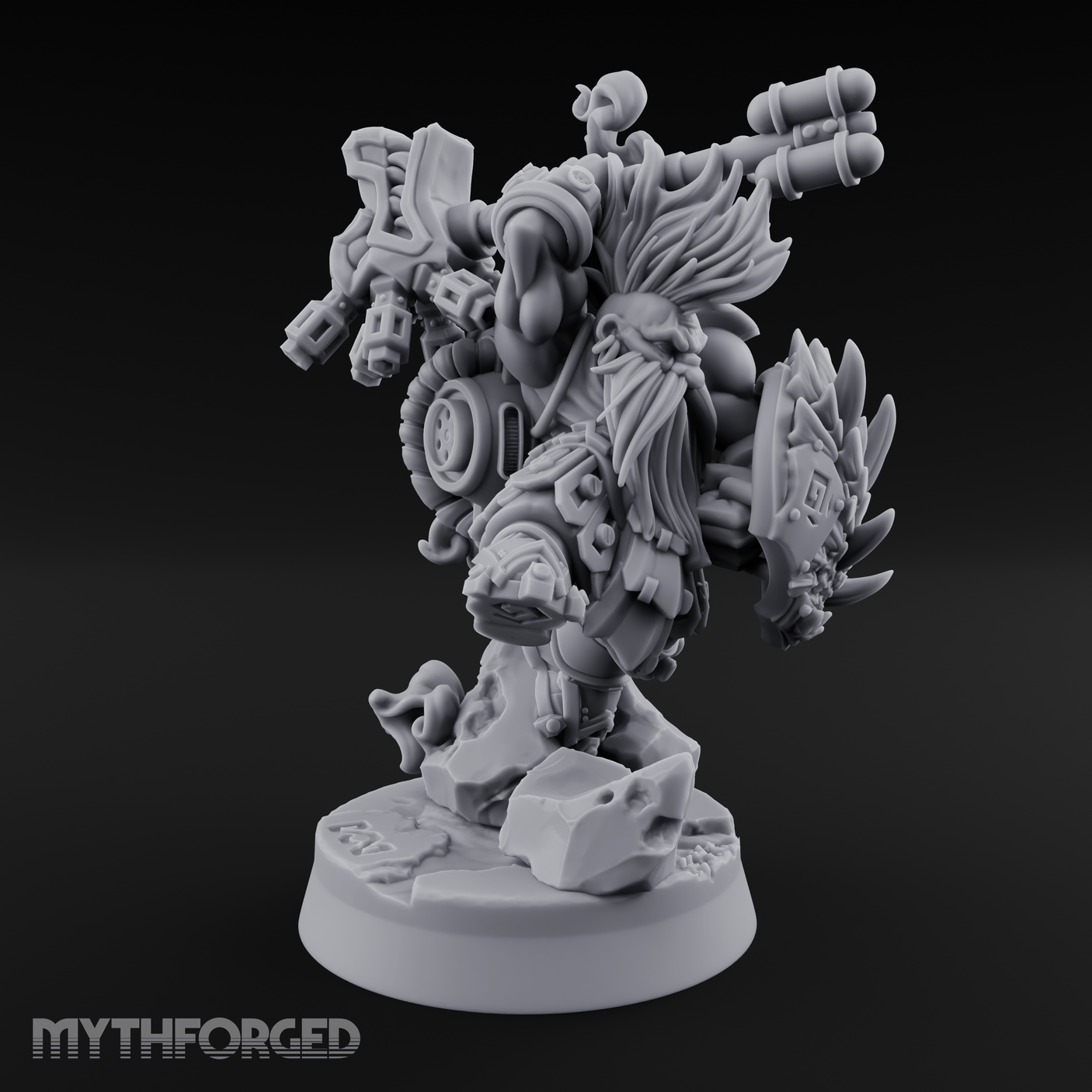 Steam Powered Dwarf Fighter Miniature for Dungeons and Dragons, Pathfinder or other TTRPGs