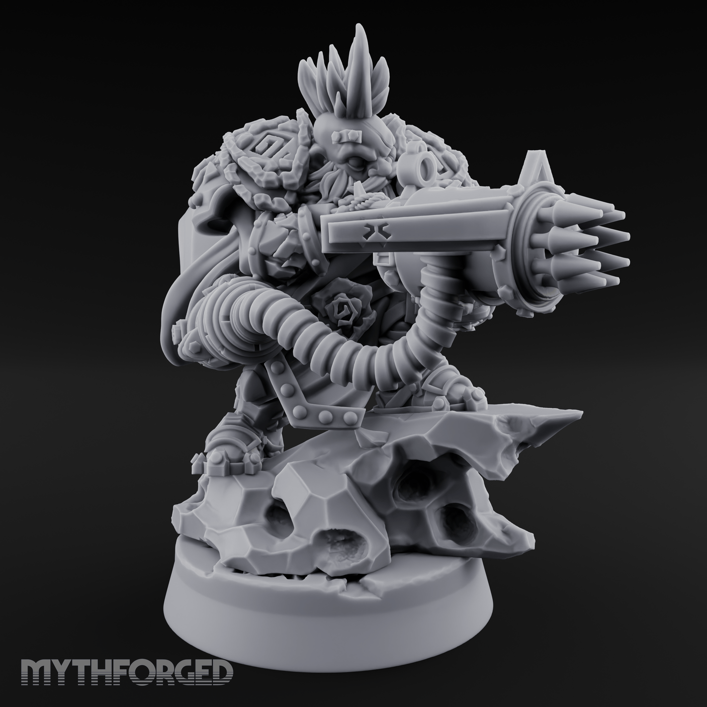 Gatling Core Spinning Dwarf Sentinel Miniature for Dungeons and Dragons, Pathfinder or other TTRPGs