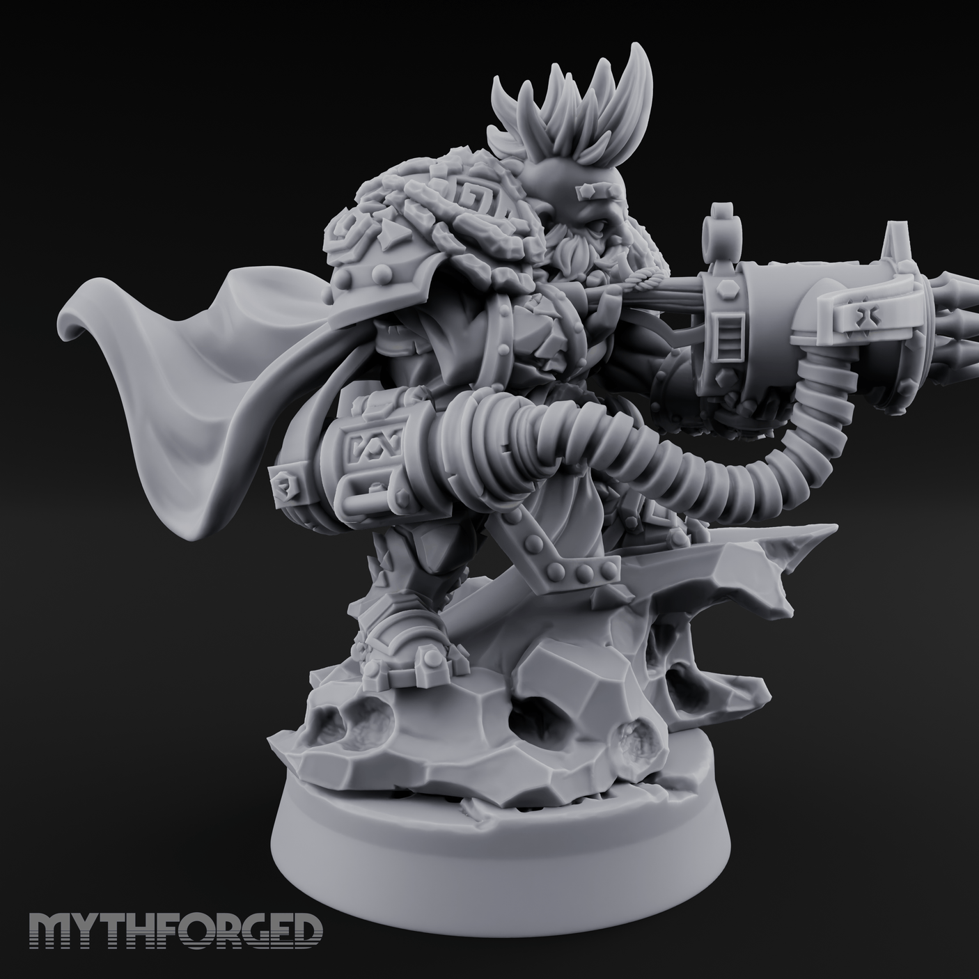 Gatling Core Spinning Dwarf Sentinel Miniature for Dungeons and Dragons, Pathfinder or other TTRPGs